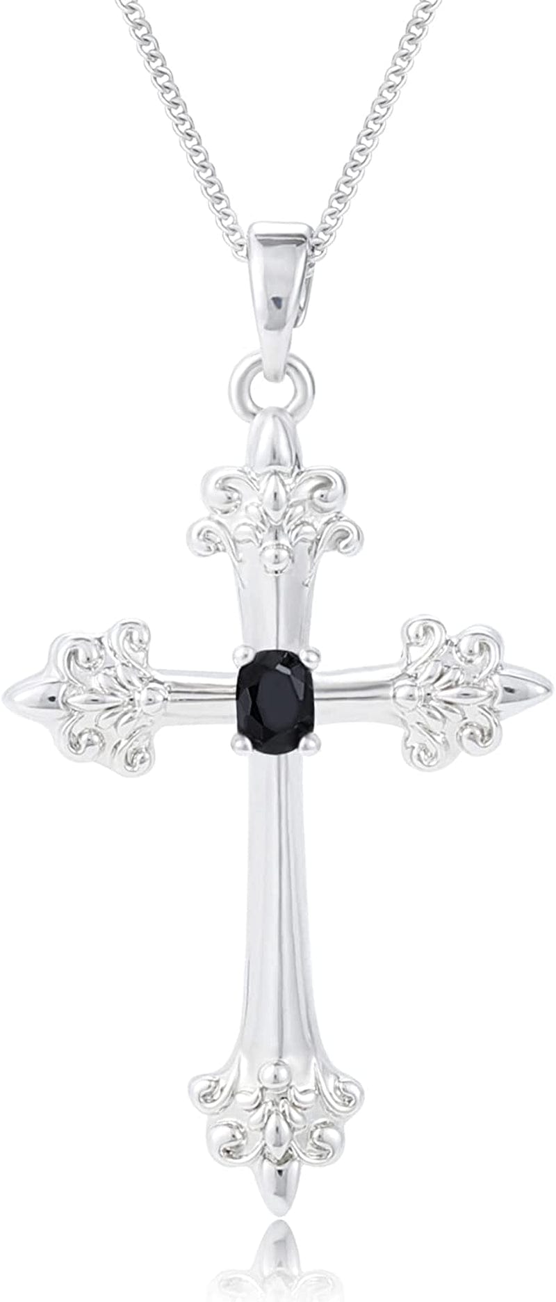 Cross Necklace for Women Dainty Faith Cross Pendant Necklace with Birthstone Birthday Anniversary Jewelry for Mom Girls Iris-Wisdom