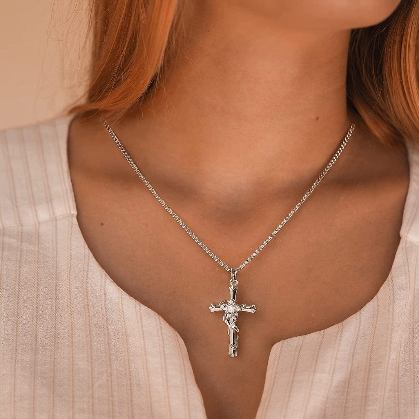 Cross Necklace for Women Dainty Faith Cross Pendant Necklace with Birthstone Birthday Anniversary Jewelry for Mom Girls