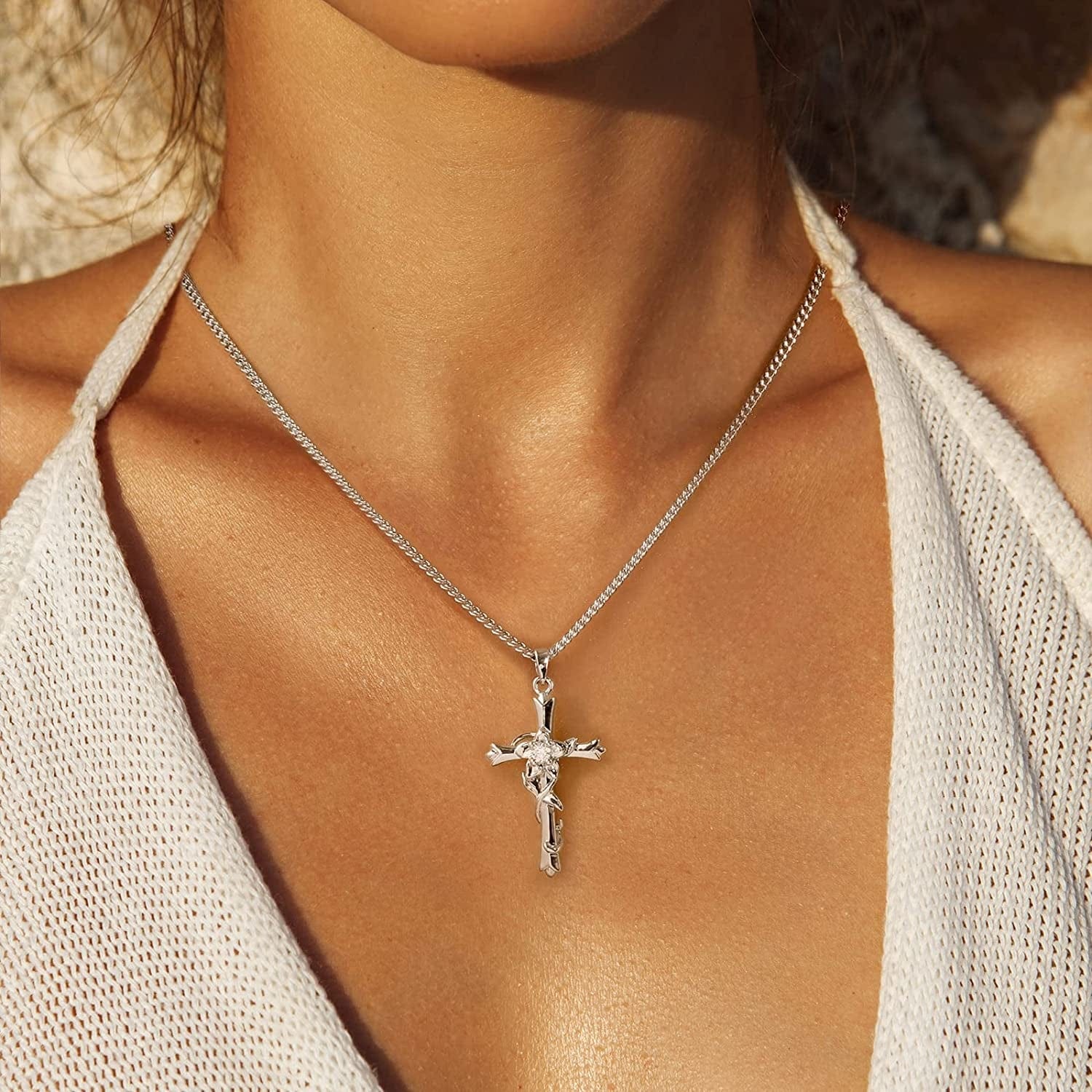 Cross Necklace for Women Dainty Faith Cross Pendant Necklace with Birthstone Birthday Anniversary Jewelry for Mom Girls