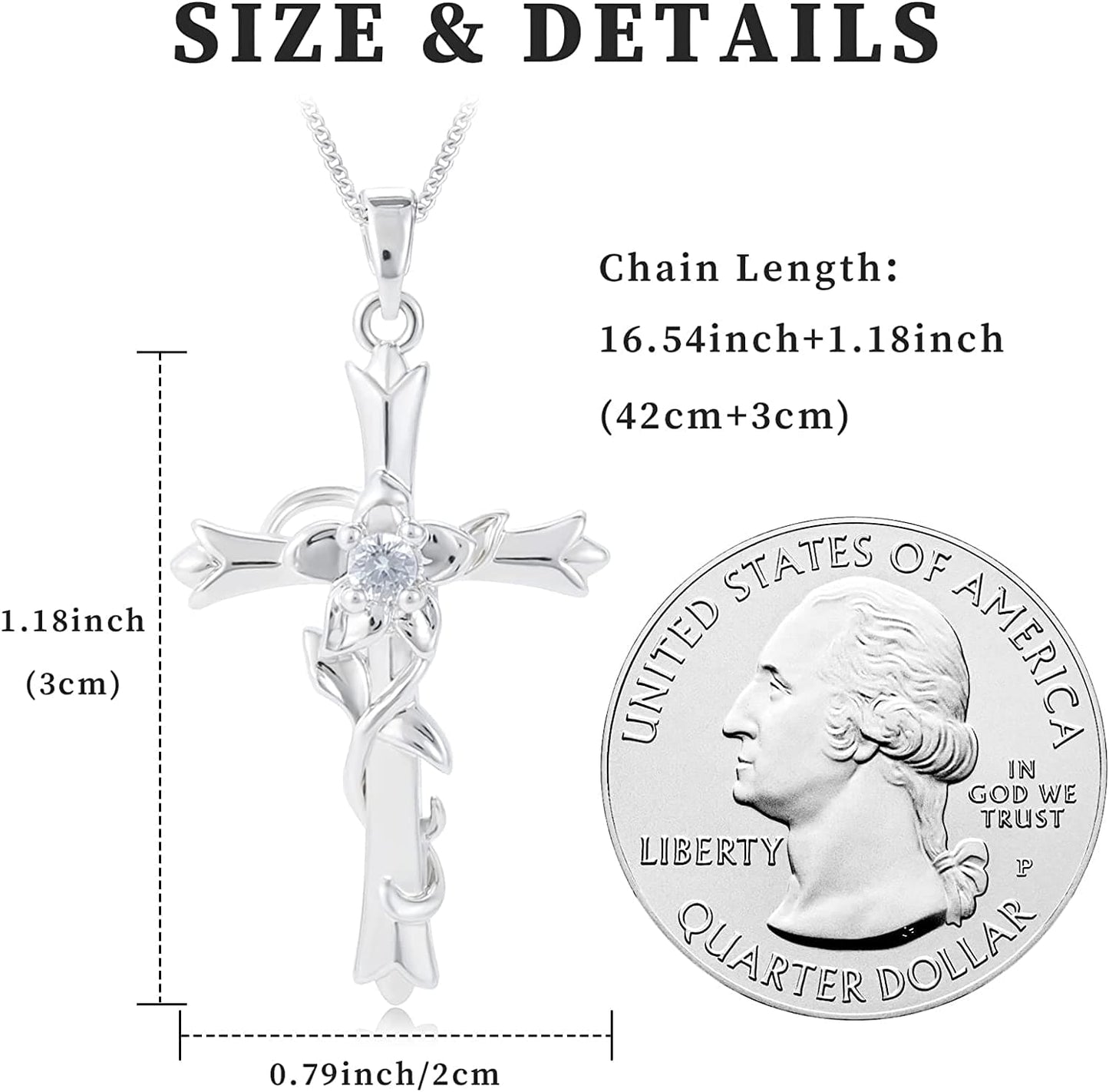 Cross Necklace for Women Dainty Faith Cross Pendant Necklace with Birthstone Birthday Anniversary Jewelry for Mom Girls