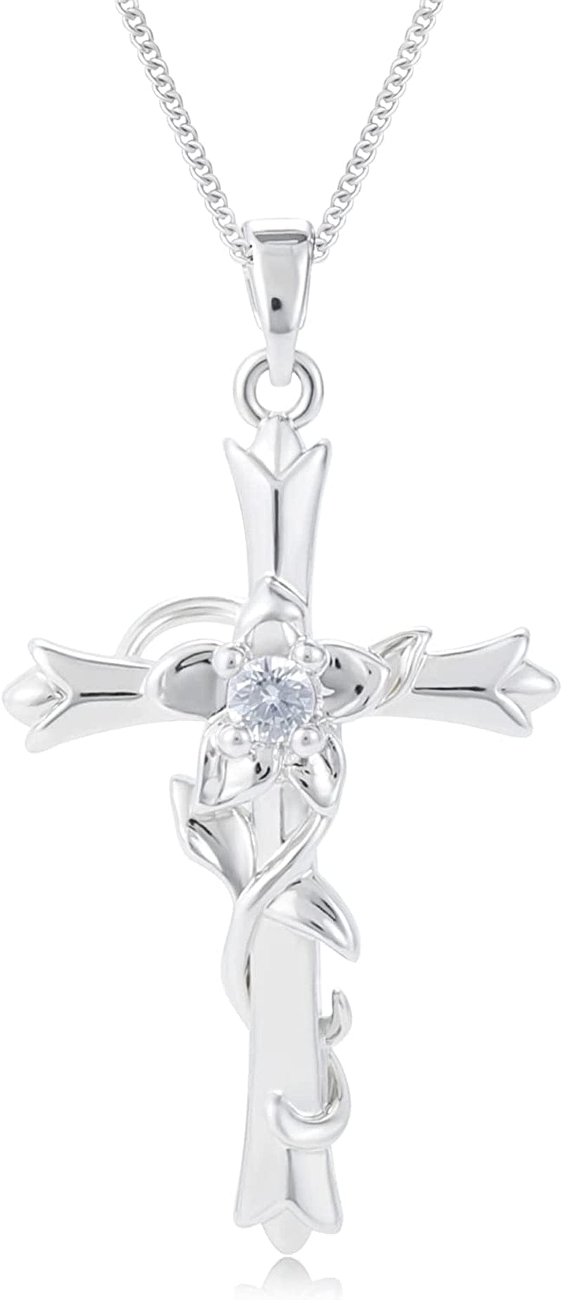 Cross Necklace for Women Dainty Faith Cross Pendant Necklace with Birthstone Birthday Anniversary Jewelry for Mom Girls Narcissus-Vitality