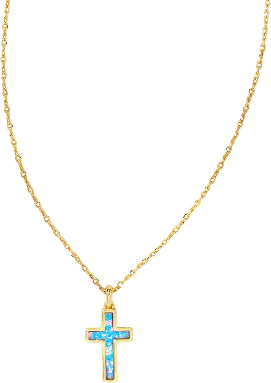 Cross Pendant Necklace for Women, Fashion Jewelry GOLD - PERIWINKLE OPAL