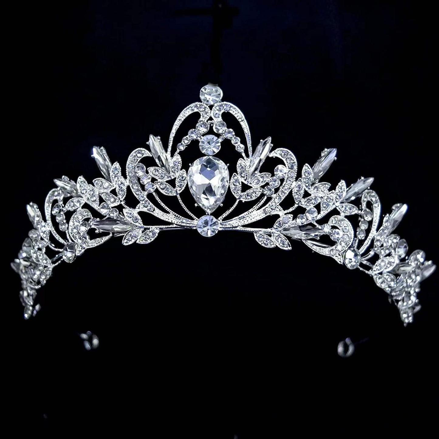 Crystal Tiaras and Crowns for Women Princess Girls,Jeweled Wedding Tiara for Bride,Birthday, Cosplay (GE1001) Sliver02