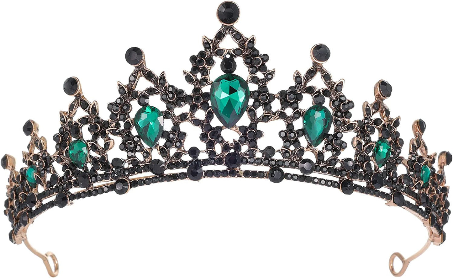 Crystal Tiaras and Crowns for Women Princess Girls,Jeweled Wedding Tiara for Bride,Birthday, Cosplay (GE1001) Black & Green