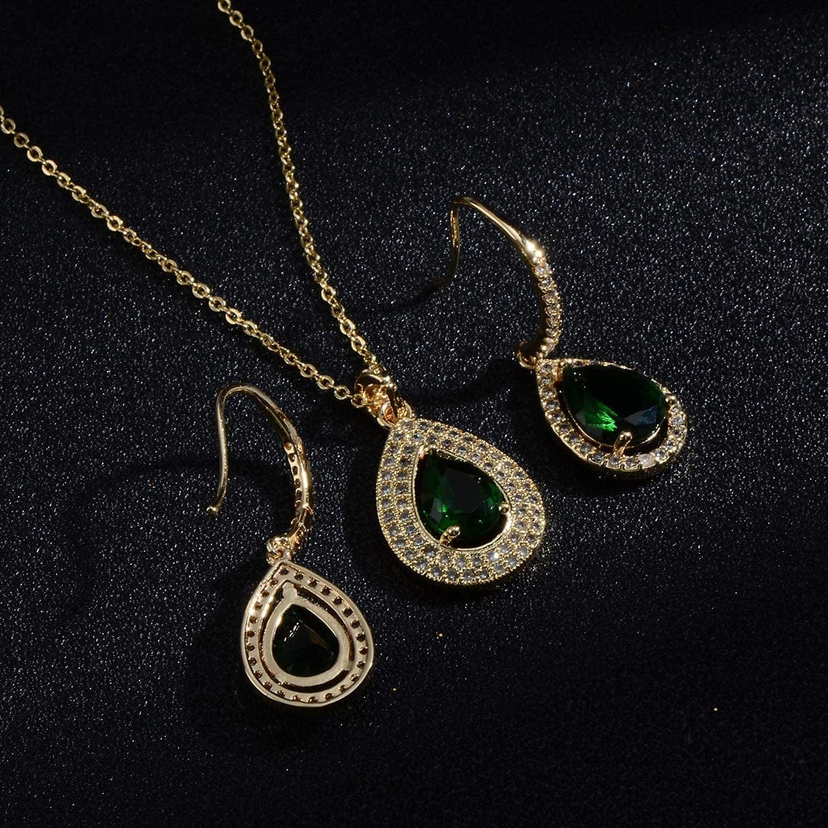 Crystal Wedding Bridal Jewelry Set Teardrop Pendant Necklace Drop Dangle Earrings Set for Bride Bridesmaids Mother of Bride Prom Party Formal Jewelry Set for Women