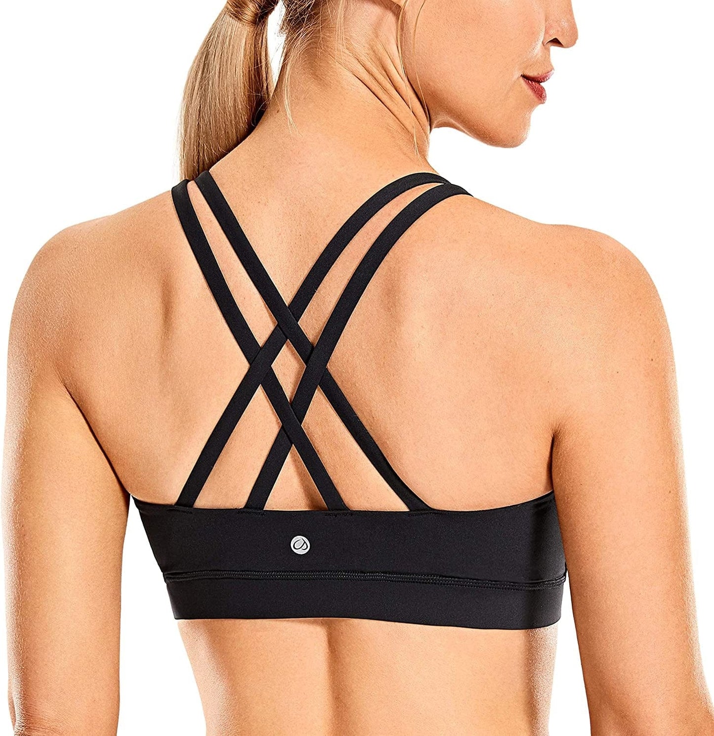 CRZ YOGA Women'S Strappy Sports Bras Fitness Workout Padded Yoga Bra Criss Cross Back Black / X-Large