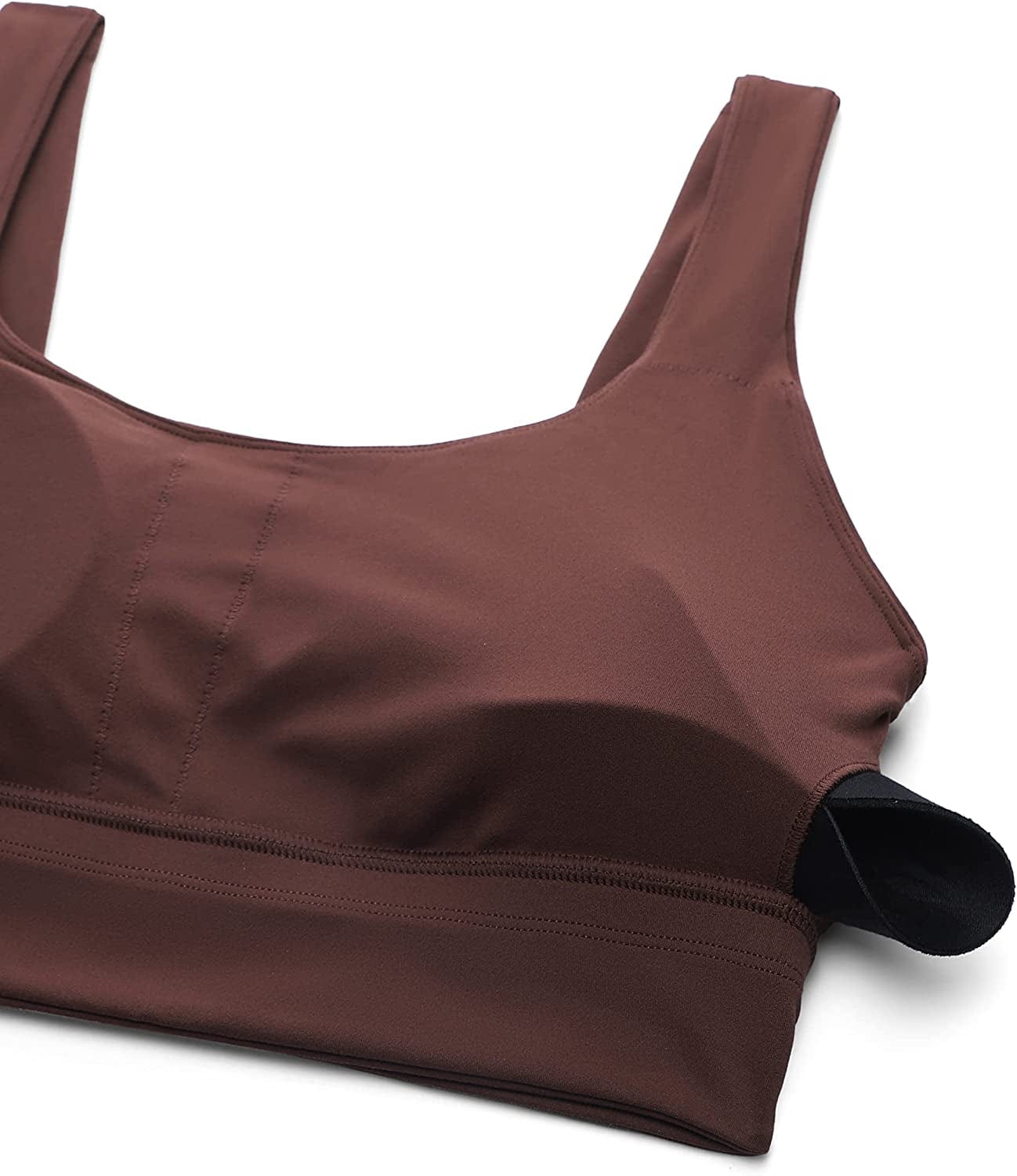 CRZ YOGA Womens Butterluxe U Back Sports Bra - Scoop Neck Padded Low Impact Workout Yoga Bra with Built in Bra