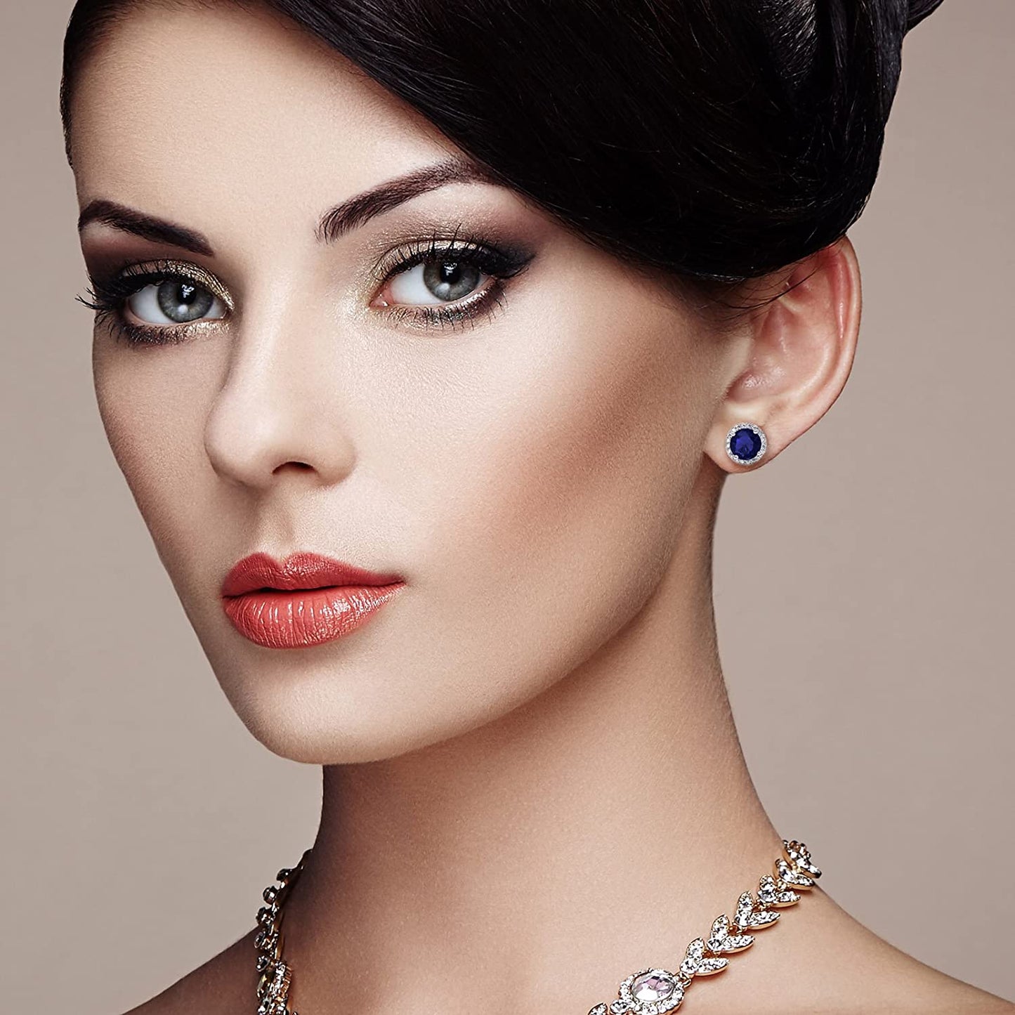 Cubic Zirconia Stud Earrings, 8Mm round Cut, Rhinestone Hypoallergenic Earrings for Women & Girls