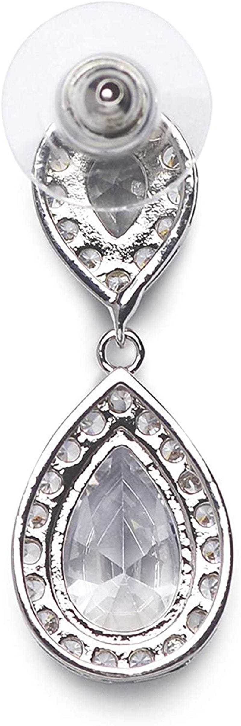 Cubic Zirconia Teardrop Bridal Earrings, Rhinestone Dangle Earrings for Wedding Prom Anniversary