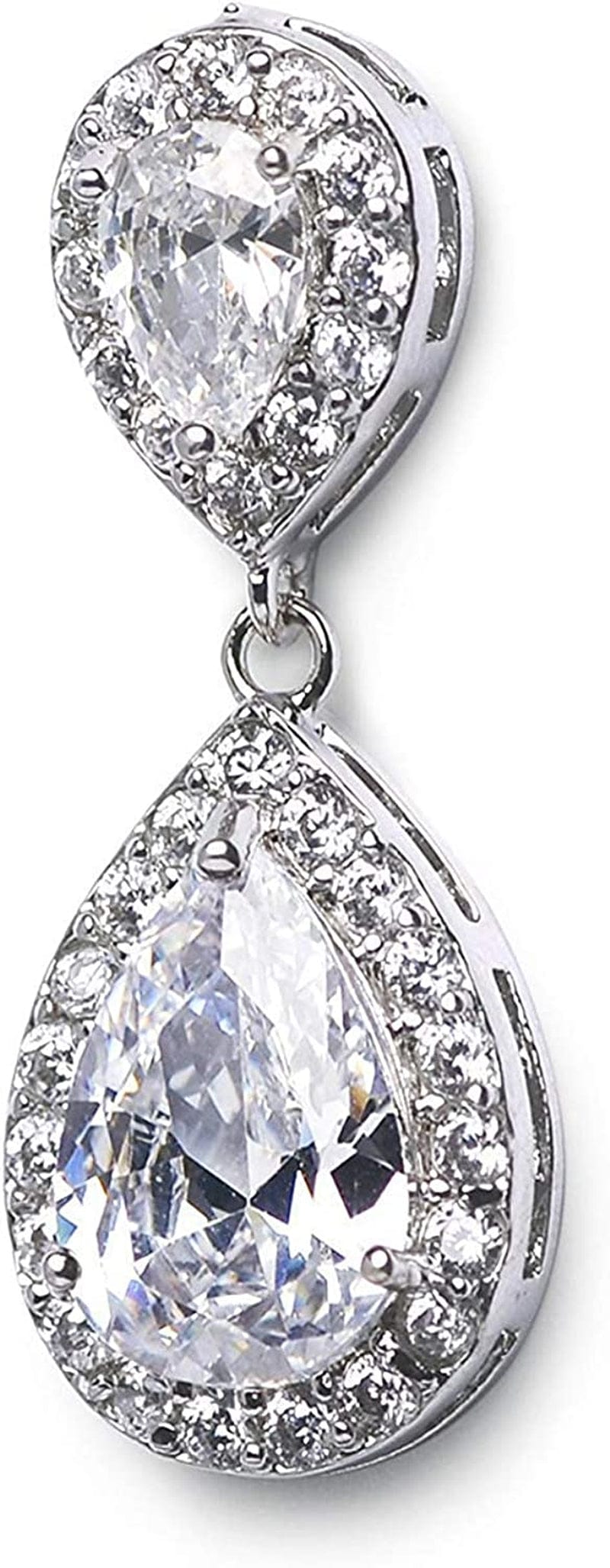 Cubic Zirconia Teardrop Bridal Earrings, Rhinestone Dangle Earrings for Wedding Prom Anniversary