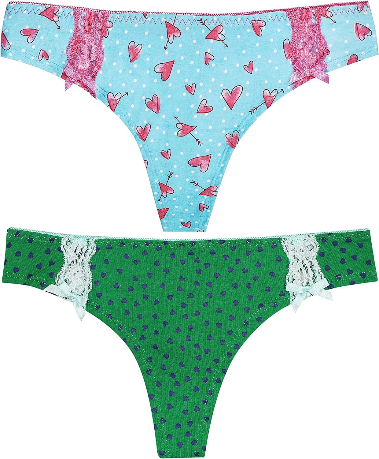 Curve Muse Sexy Lace Thongs Pack of 6 Assorted Colors V-G Strings Womens Panties