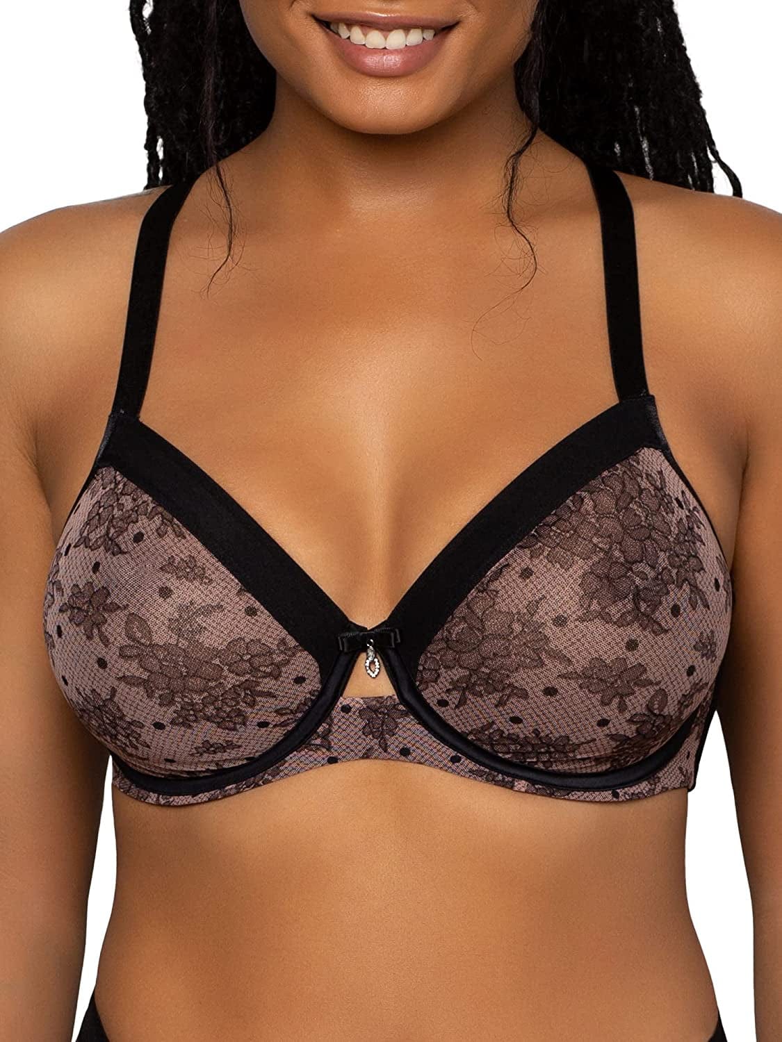 Curvy Couture Women'S Sheer Mesh Full Coverage Unlined Underwire, Sexy Supportive plus Size, See-Through Bras Chantilly / 40DDD