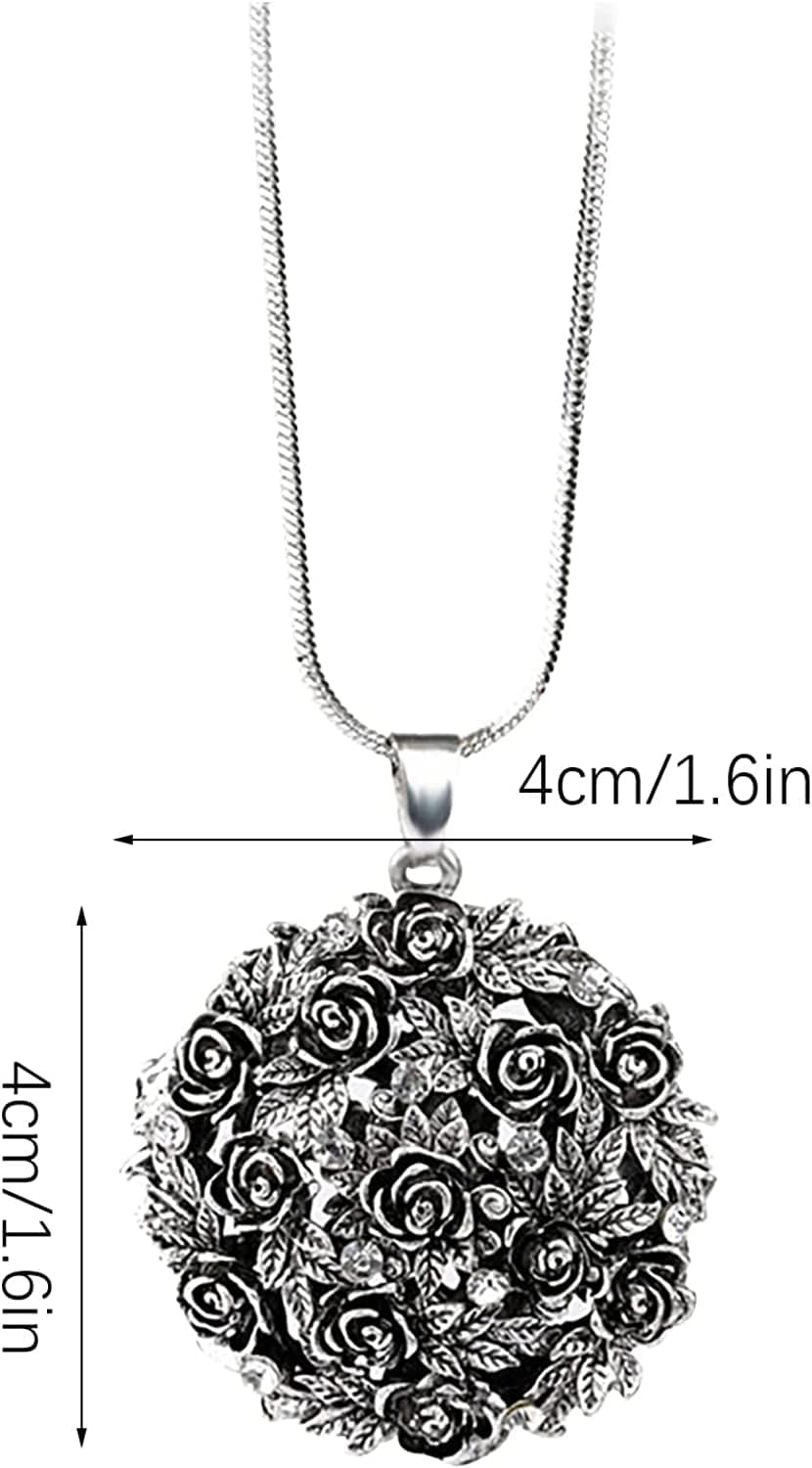 Custom Picture Necklace,Rhinestone Black Rose Pendant Long Necklace Women'S Sweater Chain Personalized Necklace Necklace Elegant Jewelry Crystal Accessories