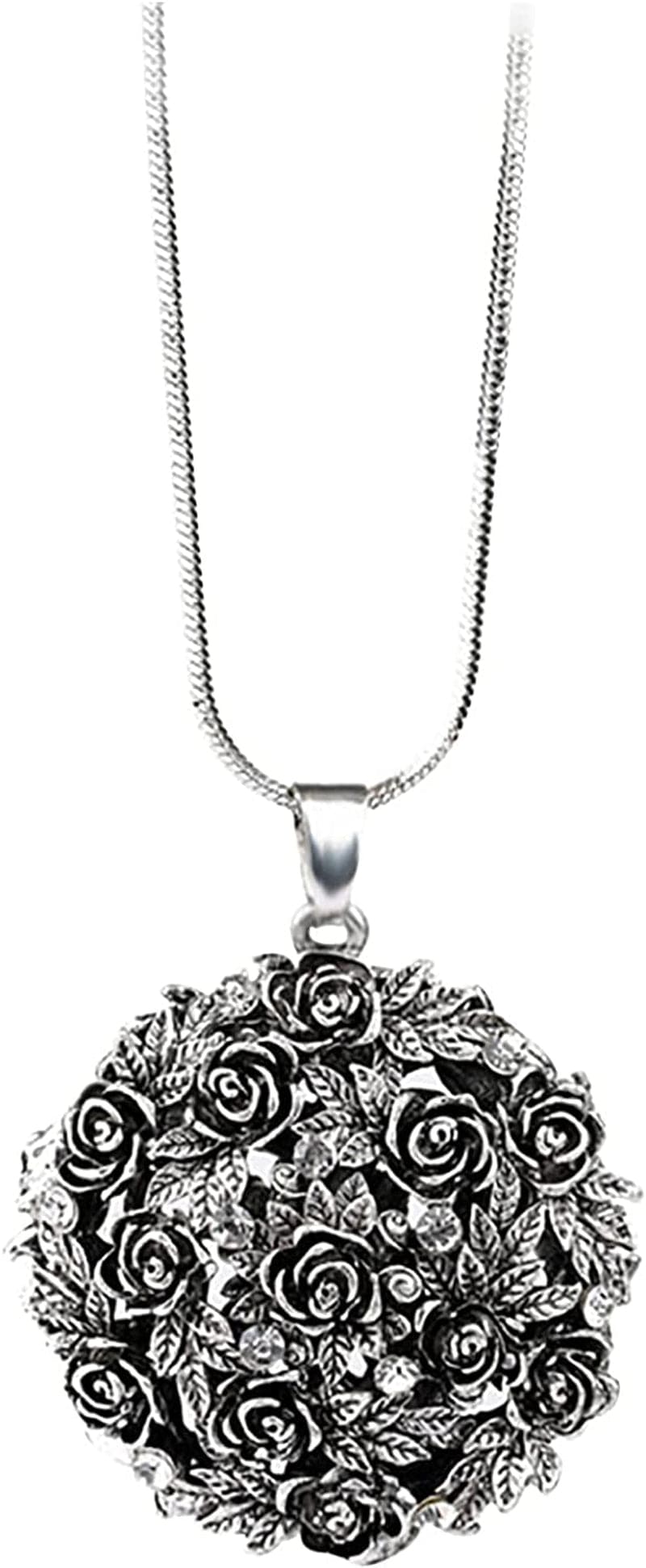 Custom Picture Necklace,Rhinestone Black Rose Pendant Long Necklace Women'S Sweater Chain Personalized Necklace Necklace Elegant Jewelry Crystal Accessories
