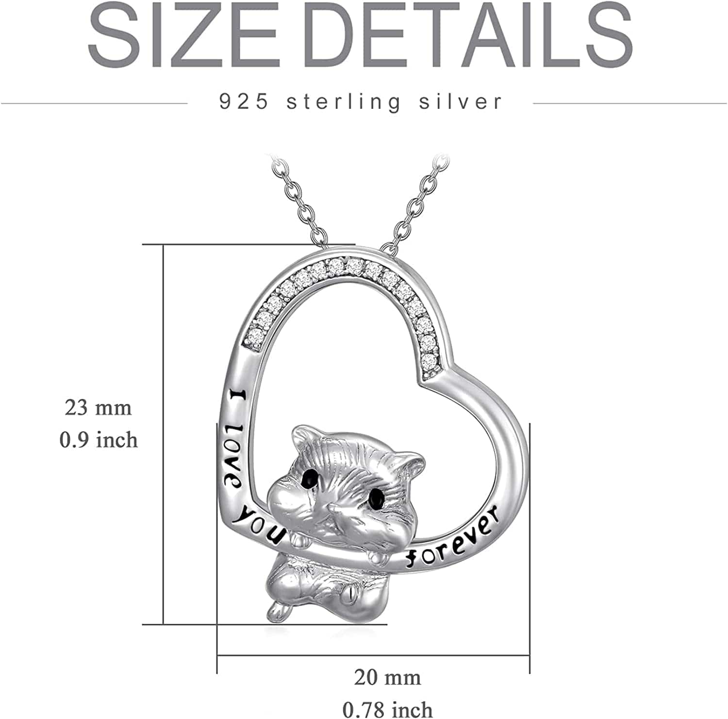 Cute Animal Necklace S925 Sterling Silver Hamster/Tiger/Fox Pendant Necklace Animal Jewelry Gifts for Women Girls Teen