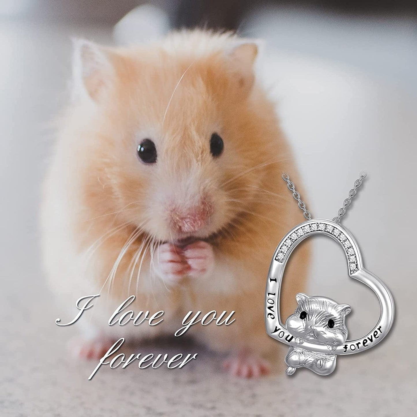 Cute Animal Necklace S925 Sterling Silver Hamster/Tiger/Fox Pendant Necklace Animal Jewelry Gifts for Women Girls Teen