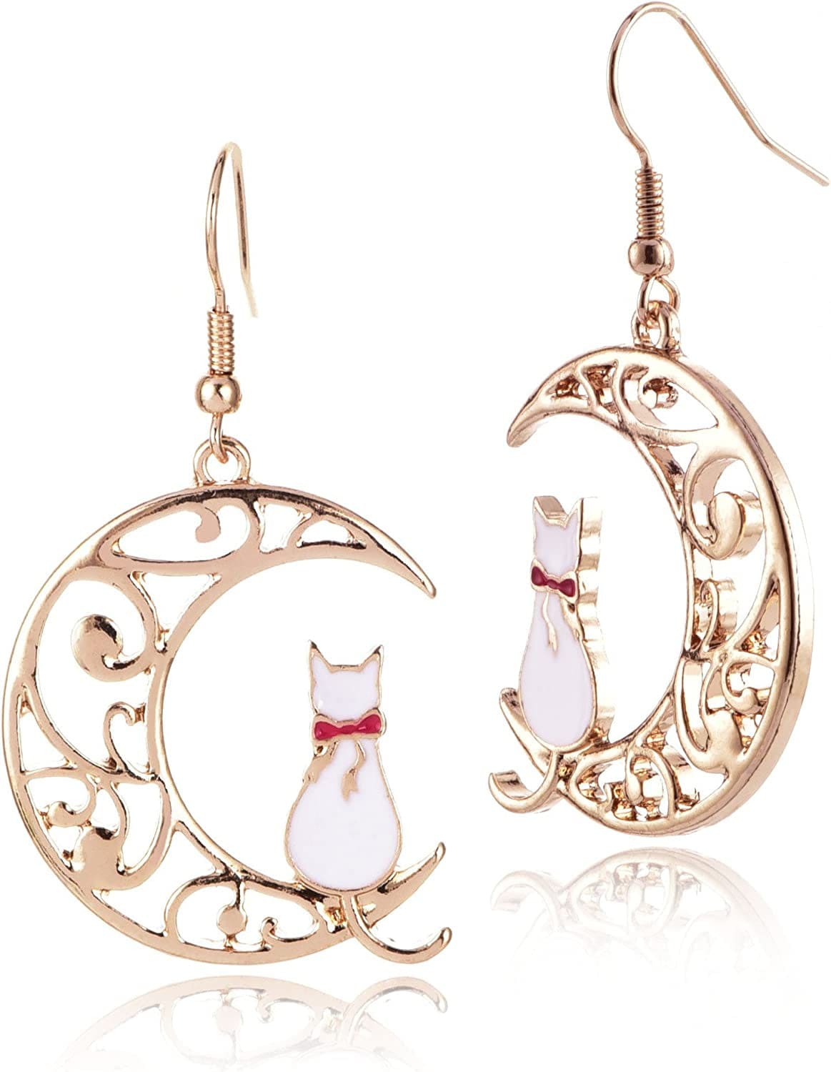 Cute Anime Cartoon Sailor Moon Animal Cat Moon Earrings Gift for Girls Women Jewelry White