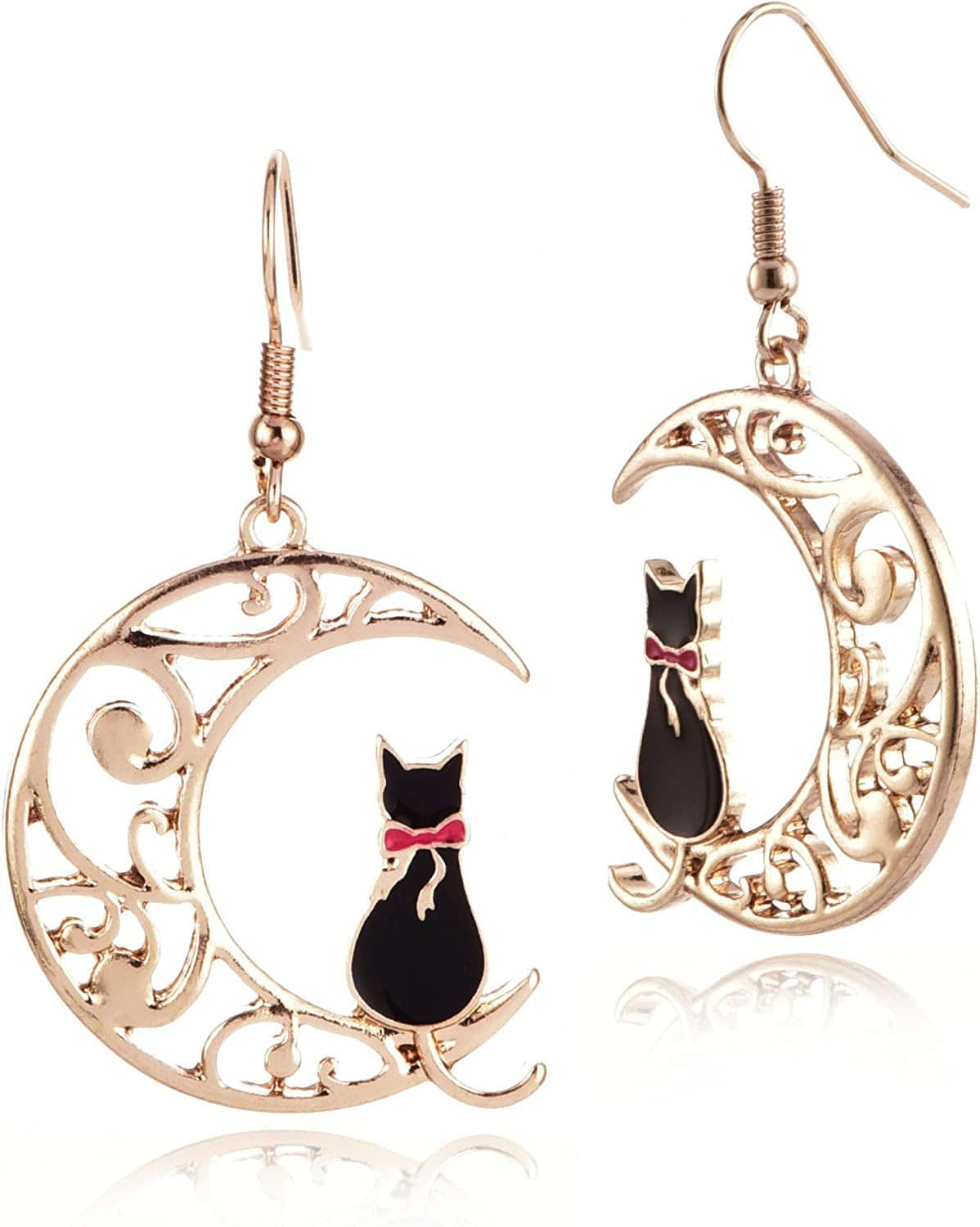 Cute Anime Cartoon Sailor Moon Animal Cat Moon Earrings Gift for Girls Women Jewelry Black