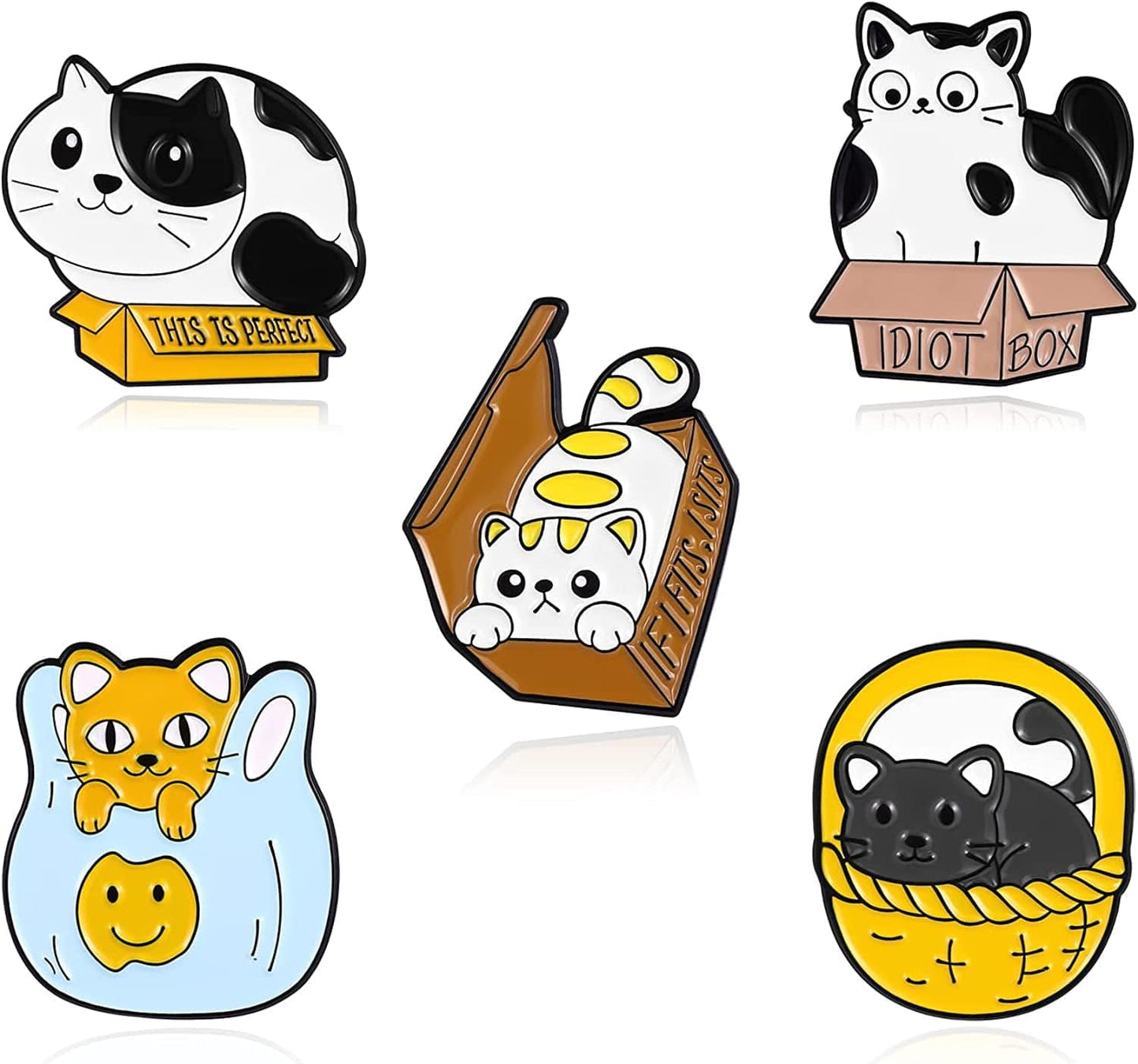 Cute Cat Enamel Pins for Backpacks Cat Sushi Rice Ball Enamel Pins Custom Cute Animals Japanese Foods Brooch Cute Kawaii Cat Enamel Pins Set for Jackets Clothes Bag Cartoon Lapel Badge Cartoon Animals Cute Sushi Cat Enamel Backpack Pins Cat in the box