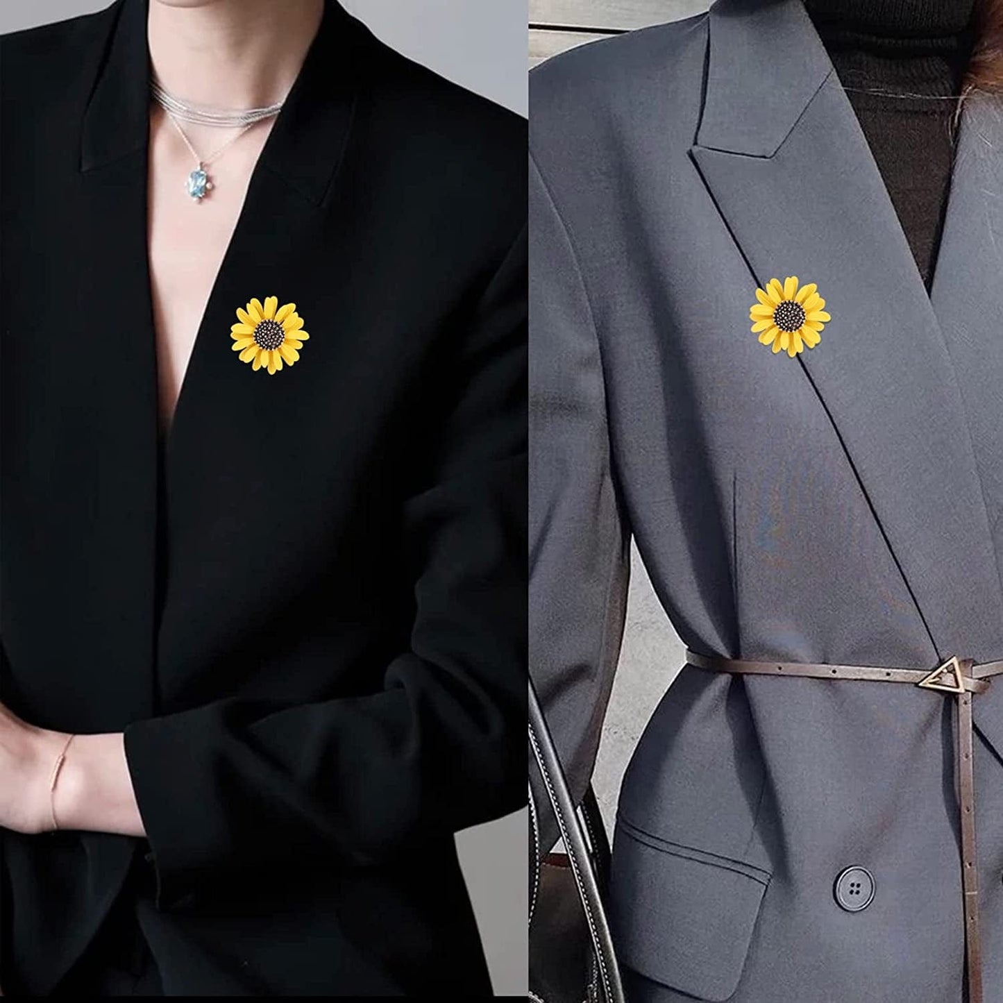 Cute Daisy Flower Brooch Pins, Plant Sunflower Suit Lapel Pin,Yellow White Sun Flower Dress Neckline Pin for Women Girls Men Gifts