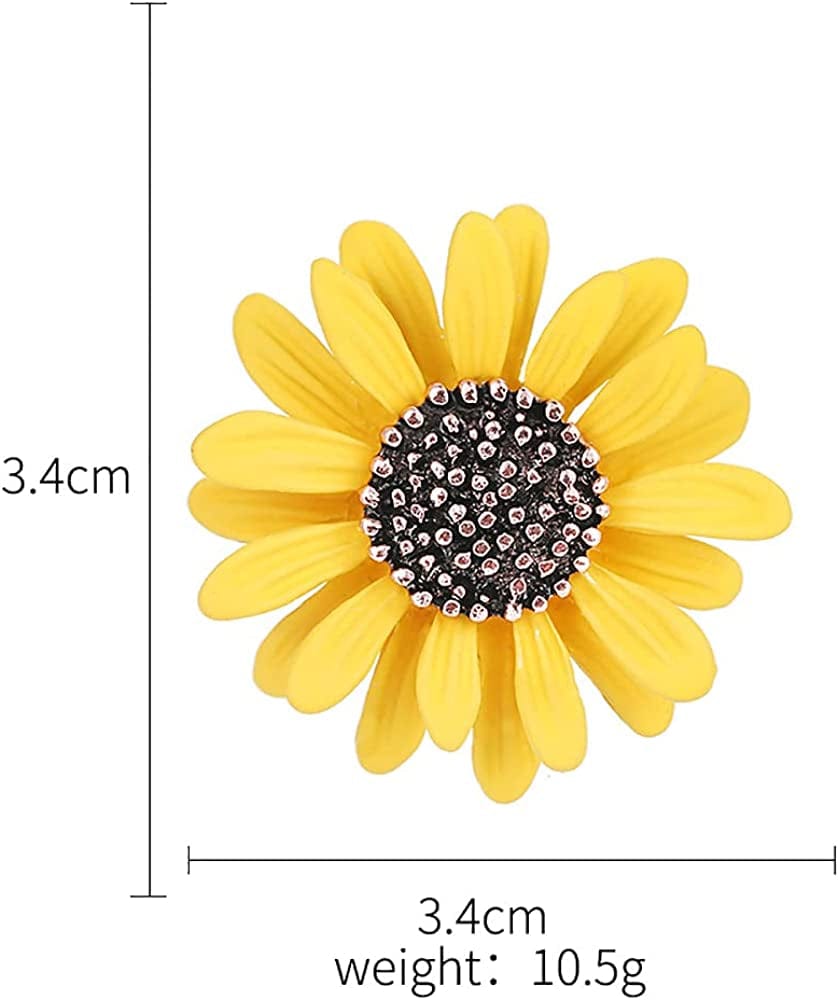 Cute Daisy Flower Brooch Pins, Plant Sunflower Suit Lapel Pin,Yellow White Sun Flower Dress Neckline Pin for Women Girls Men Gifts