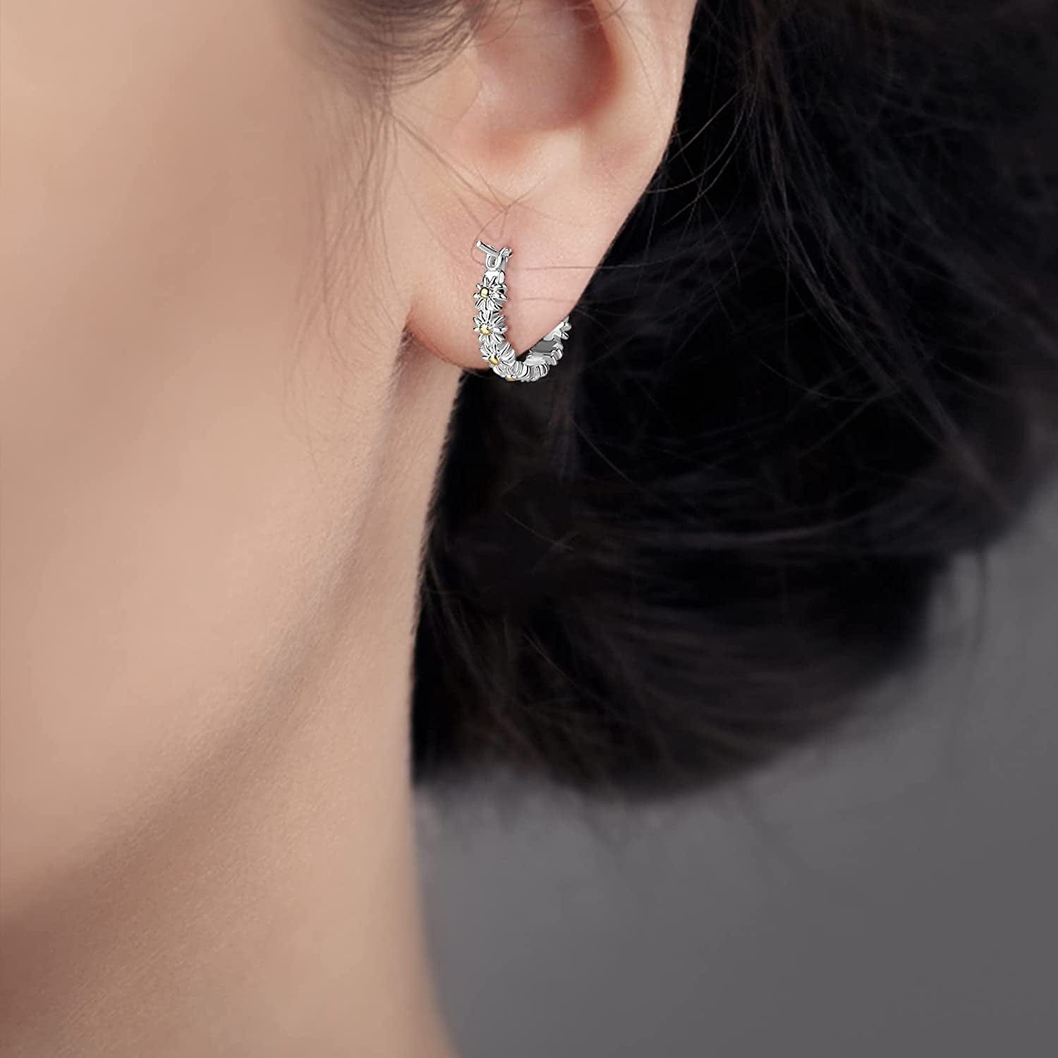 Cute Flower Daisy Earrings,Exaggerated Fashion Daisy Earrings,Trendy Light Luxury Fashion Female Retro for Wife Girlfriend