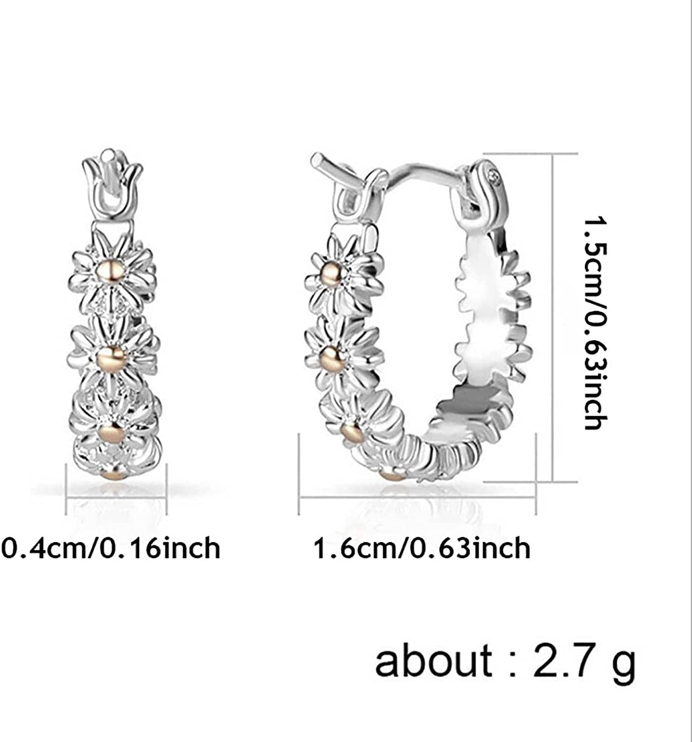 Cute Flower Daisy Earrings,Exaggerated Fashion Daisy Earrings,Trendy Light Luxury Fashion Female Retro for Wife Girlfriend