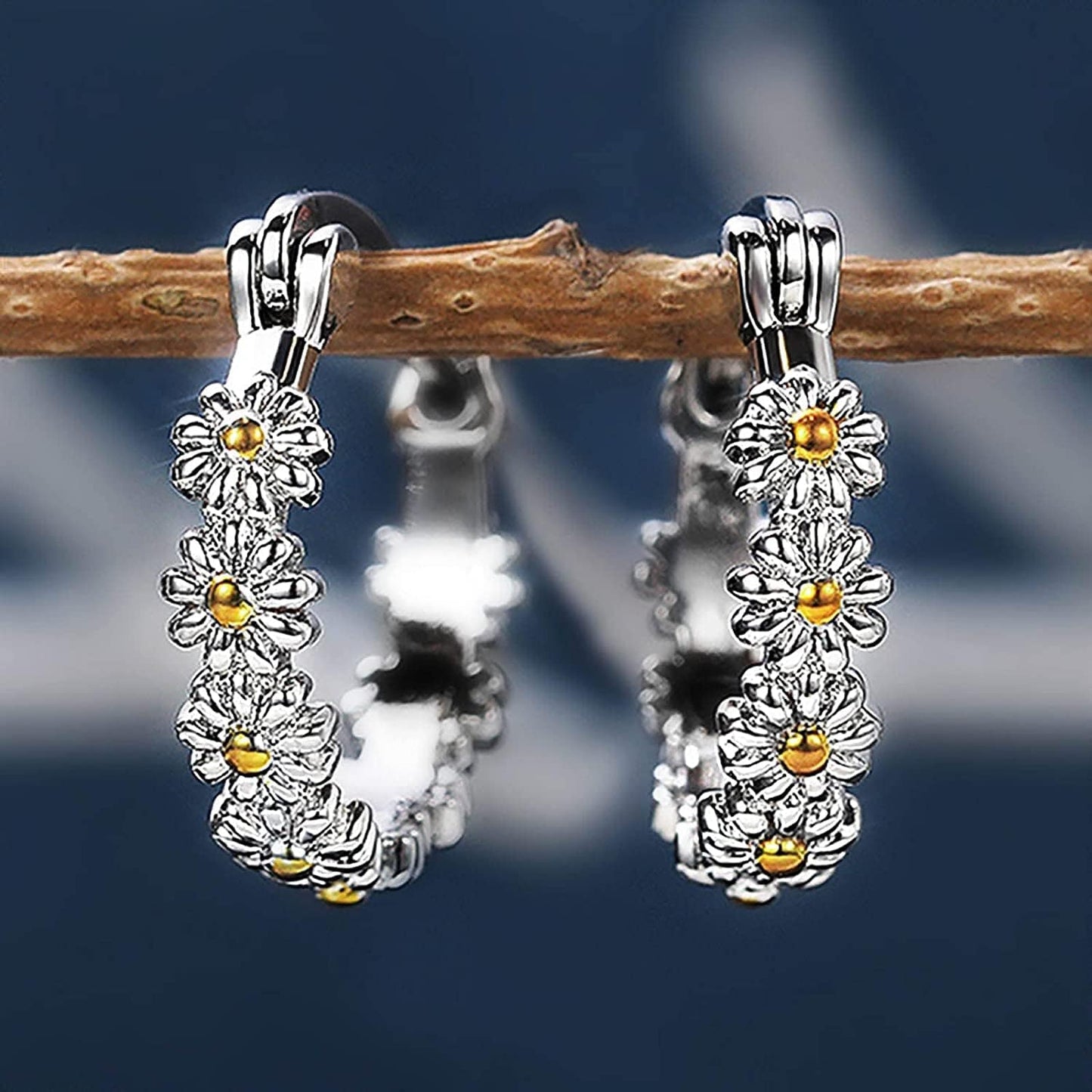 Cute Flower Daisy Earrings,Exaggerated Fashion Daisy Earrings,Trendy Light Luxury Fashion Female Retro for Wife Girlfriend