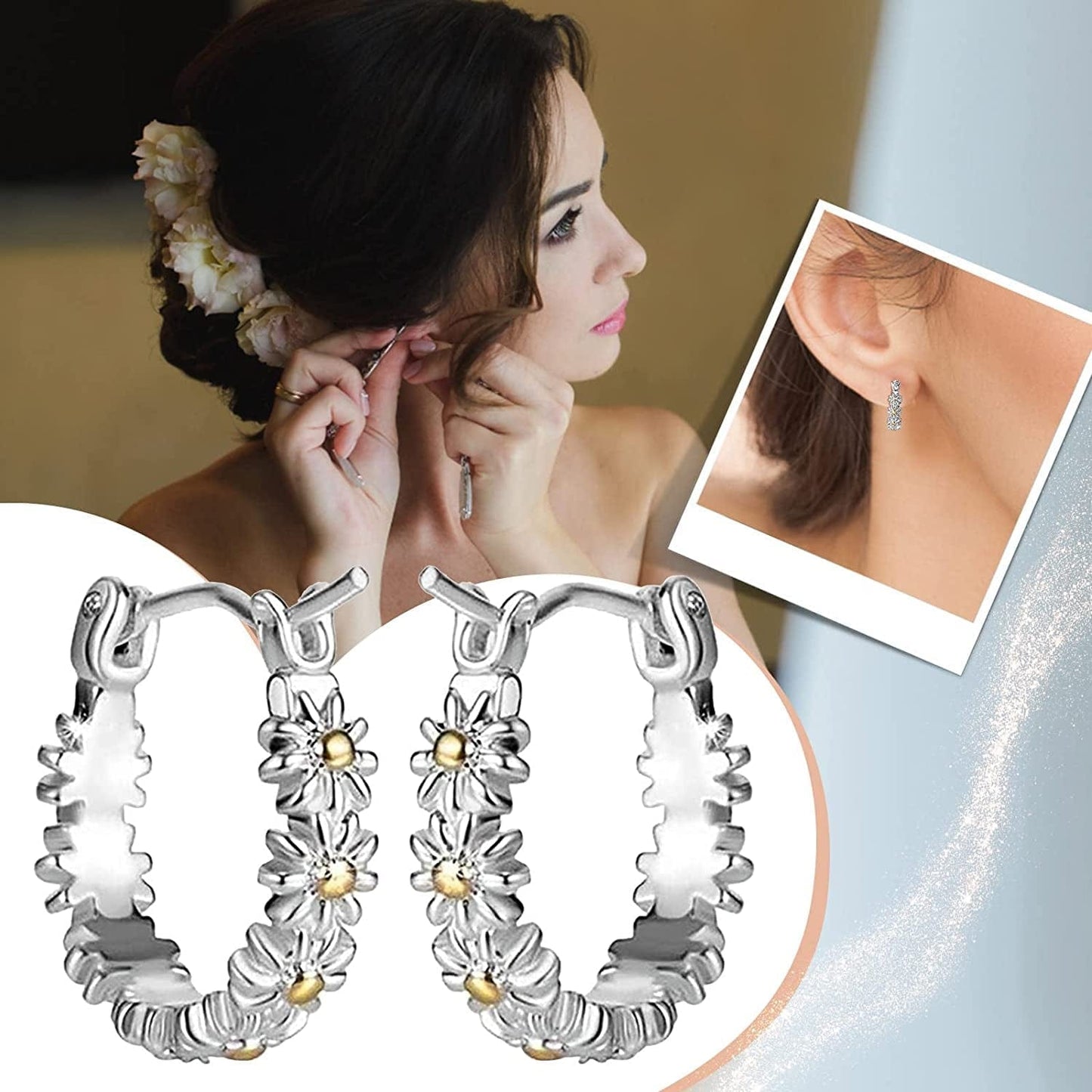 Cute Flower Daisy Earrings,Exaggerated Fashion Daisy Earrings,Trendy Light Luxury Fashion Female Retro for Wife Girlfriend