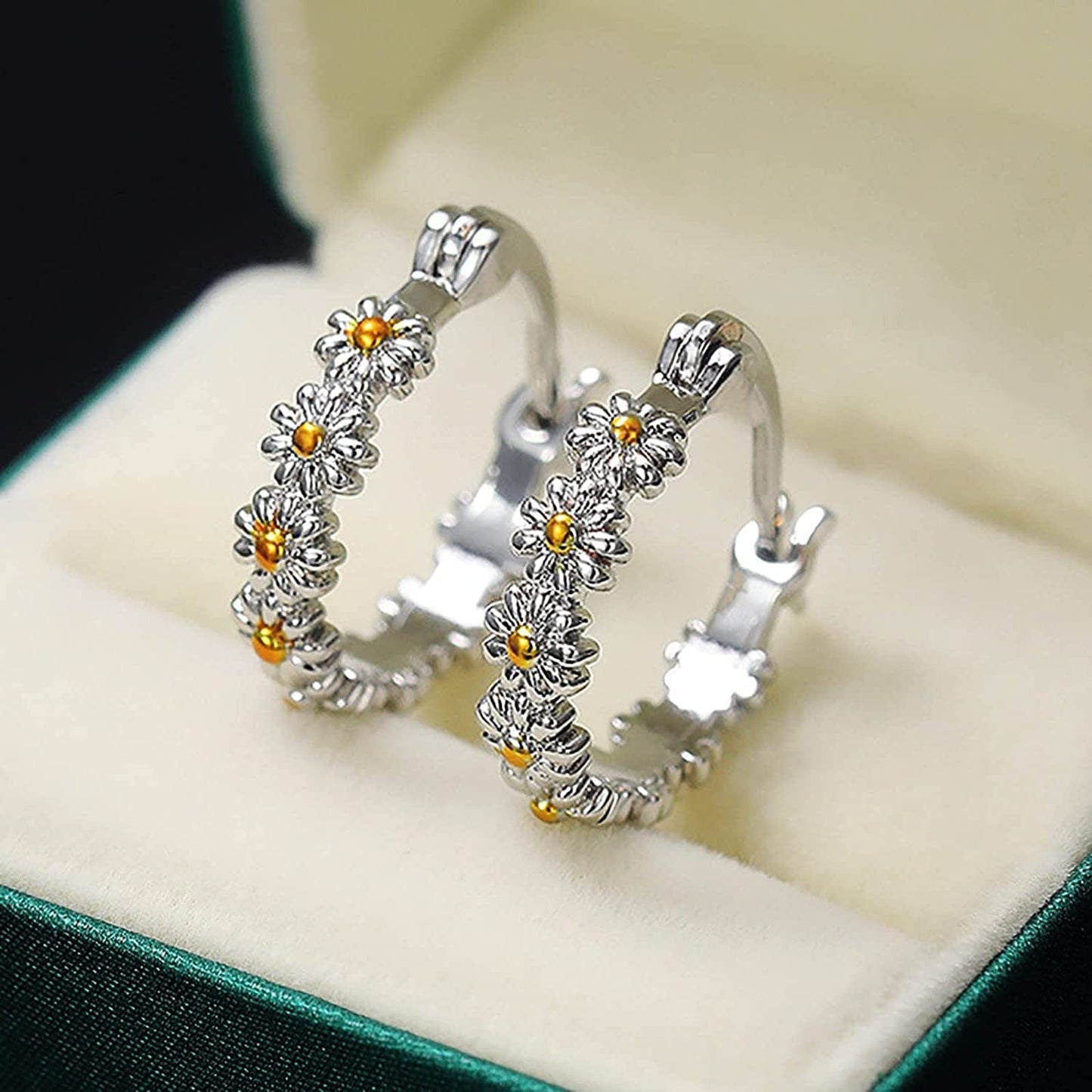 Cute Flower Daisy Earrings,Exaggerated Fashion Daisy Earrings,Trendy Light Luxury Fashion Female Retro for Wife Girlfriend A