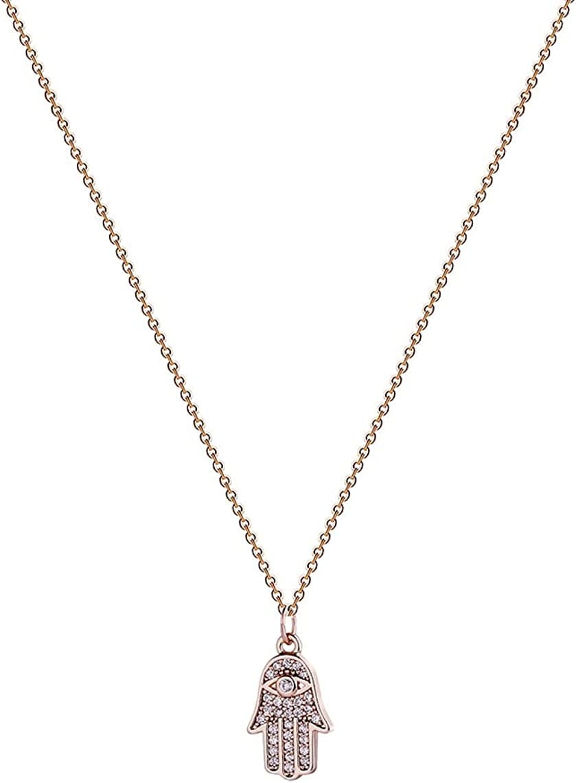 Cute Heart Necklace Tiny 14K Gold Heart Pendant Choker Necklaces Small Gold Love Open Heart Chain Necklace for Women Dainty Gold Necklace Gifts for Her hamsa rose gold