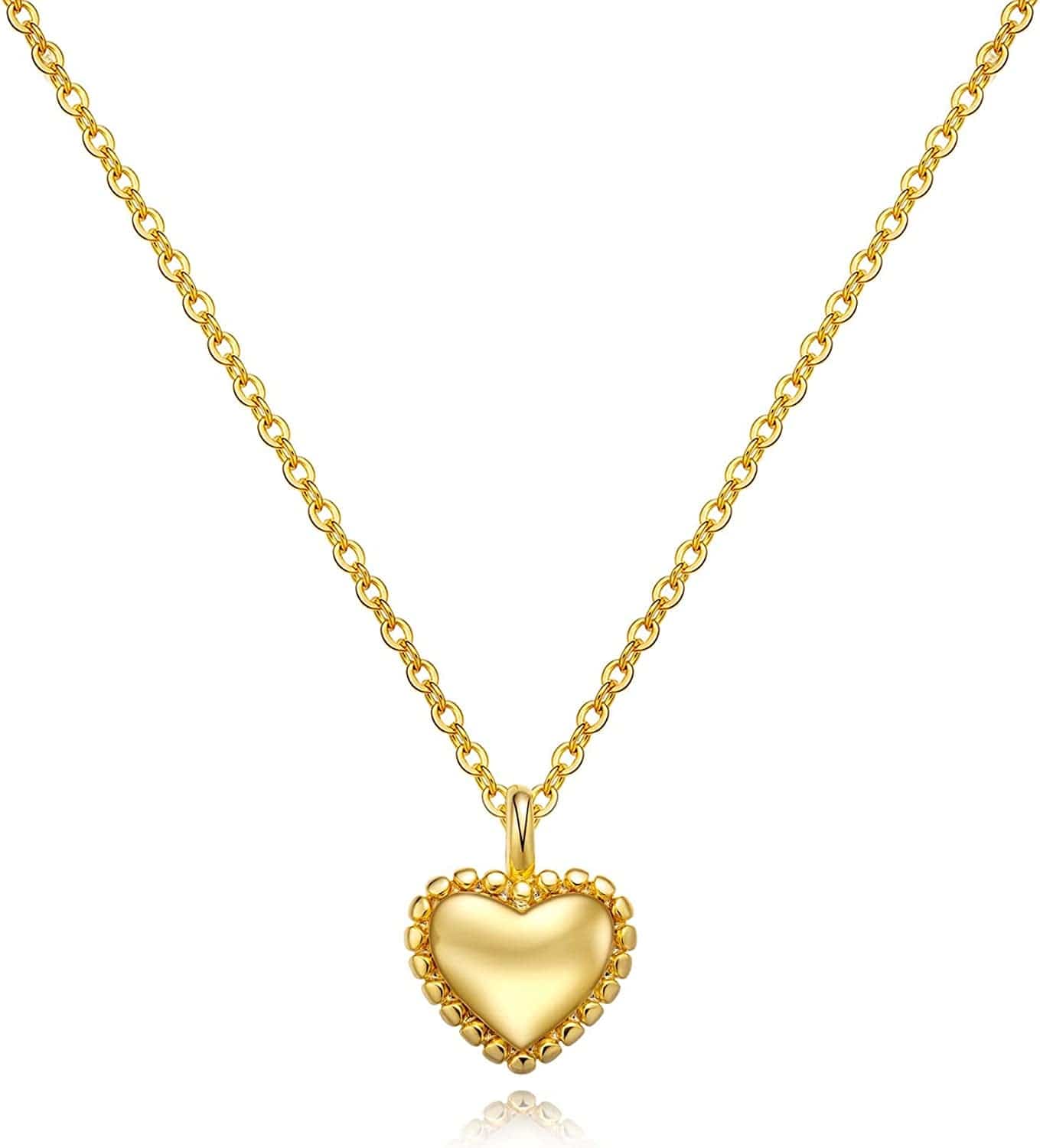 Cute Heart Necklace Tiny 14K Gold Heart Pendant Choker Necklaces Small Gold Love Open Heart Chain Necklace for Women Dainty Gold Necklace Gifts for Her flower heart gold