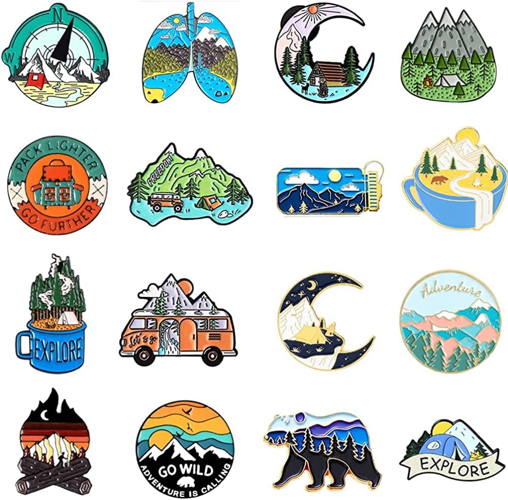 Cute Mushroom Frog Enamel Tiger Animal Pin Brooches Sets ,Cartoon Lapel Badge Funny Button Cat Pins Jewelry for Backpack Cloths Hats Decorations Outdoor models