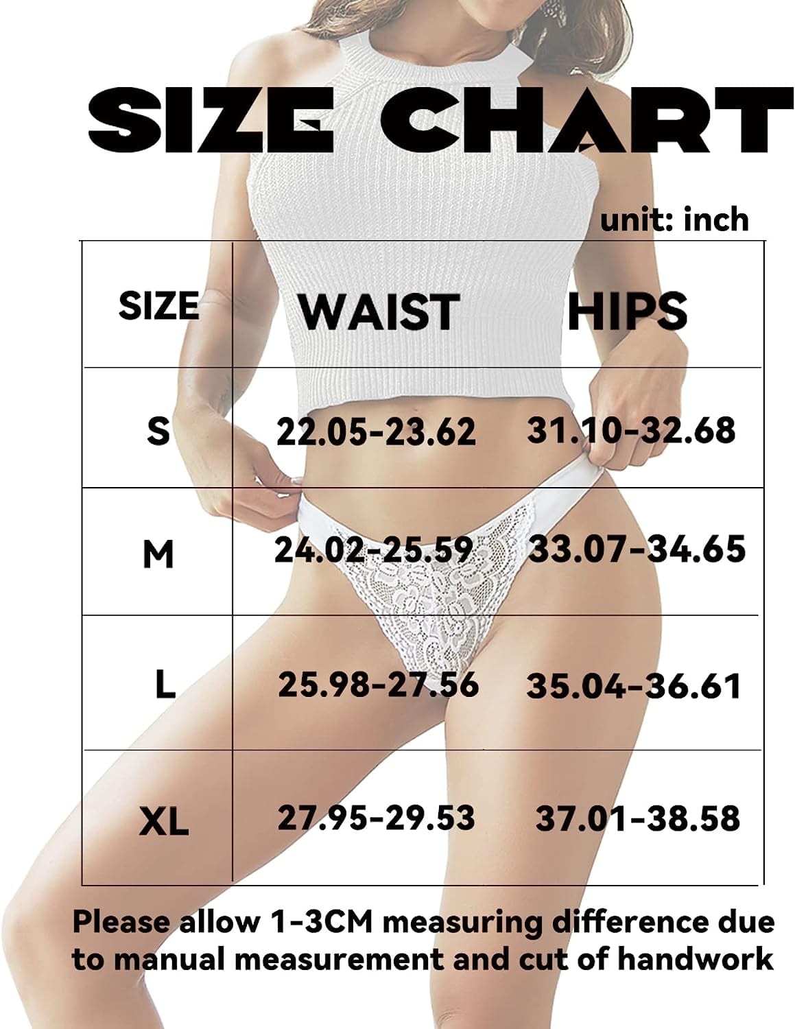 Cutebyte Cotton Thongs for Women Sexy Lace Thong Underwear T Back Breathable Low Rise Hipster Tangas Panties 6 Pack