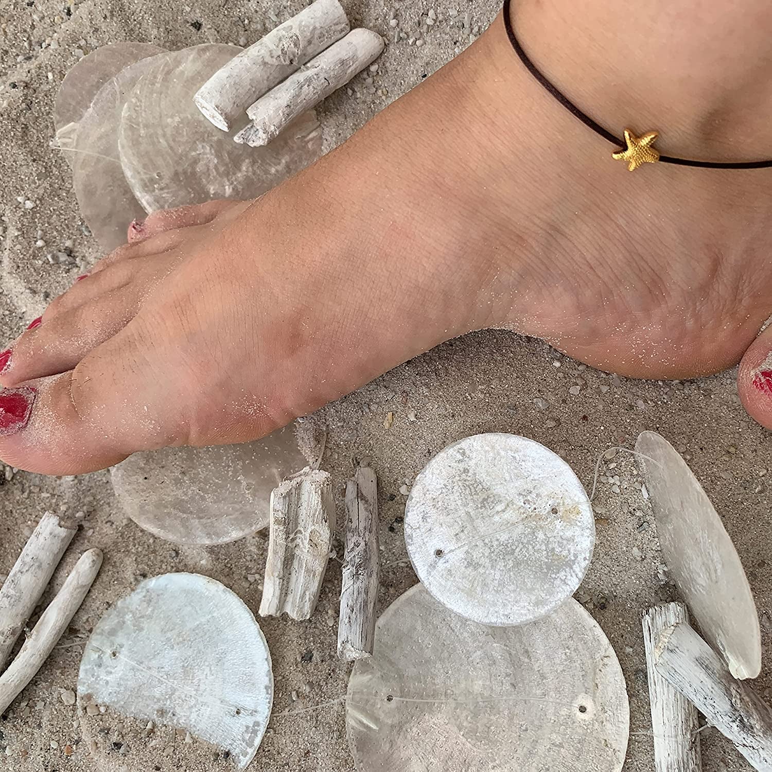 Selfmade Jewelry Anklet with Starfish Silver - Black Foot Chain Beach Jewelry Handmade Ankle Bracelet Adjustable Size Apparel & Accessories > Jewelry > Anklets Selfmade Jewelry