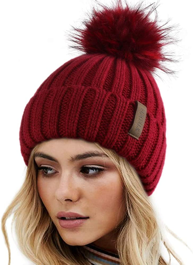 FURTALK Womens Winter Knitted Beanie Hat with Faux Fur Pom Warm Knit Skull Cap Beanie for Women… Apparel & Accessories > Clothing Accessories > Hats KYLIE MAX