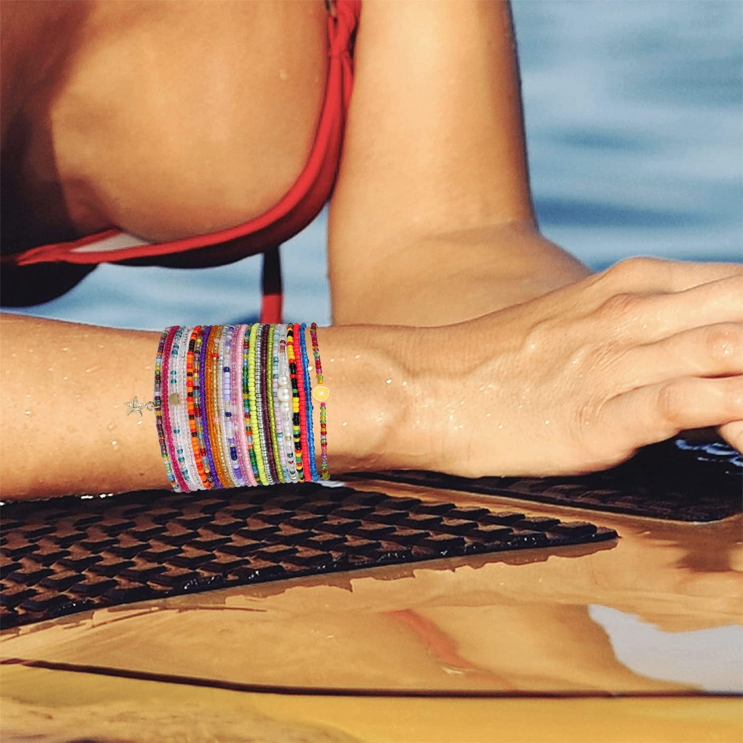 Beaded Anklet for Women Handmade Boho Beaded Ankle Bracelets Colorful Beads Foot Anklets for Teen Girls Apparel & Accessories > Jewelry > Anklets Taouzi