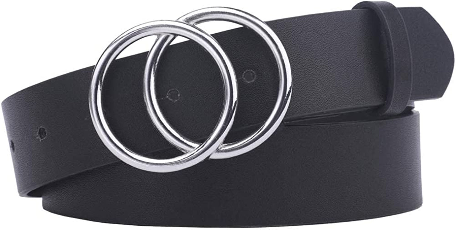 Tanpie Womens Leather Waist Belts for Jeans Pants with Gold Buckle Apparel & Accessories > Clothing Accessories > Belts Tanpie Black-silver Small: fits waist from 26"-28"
