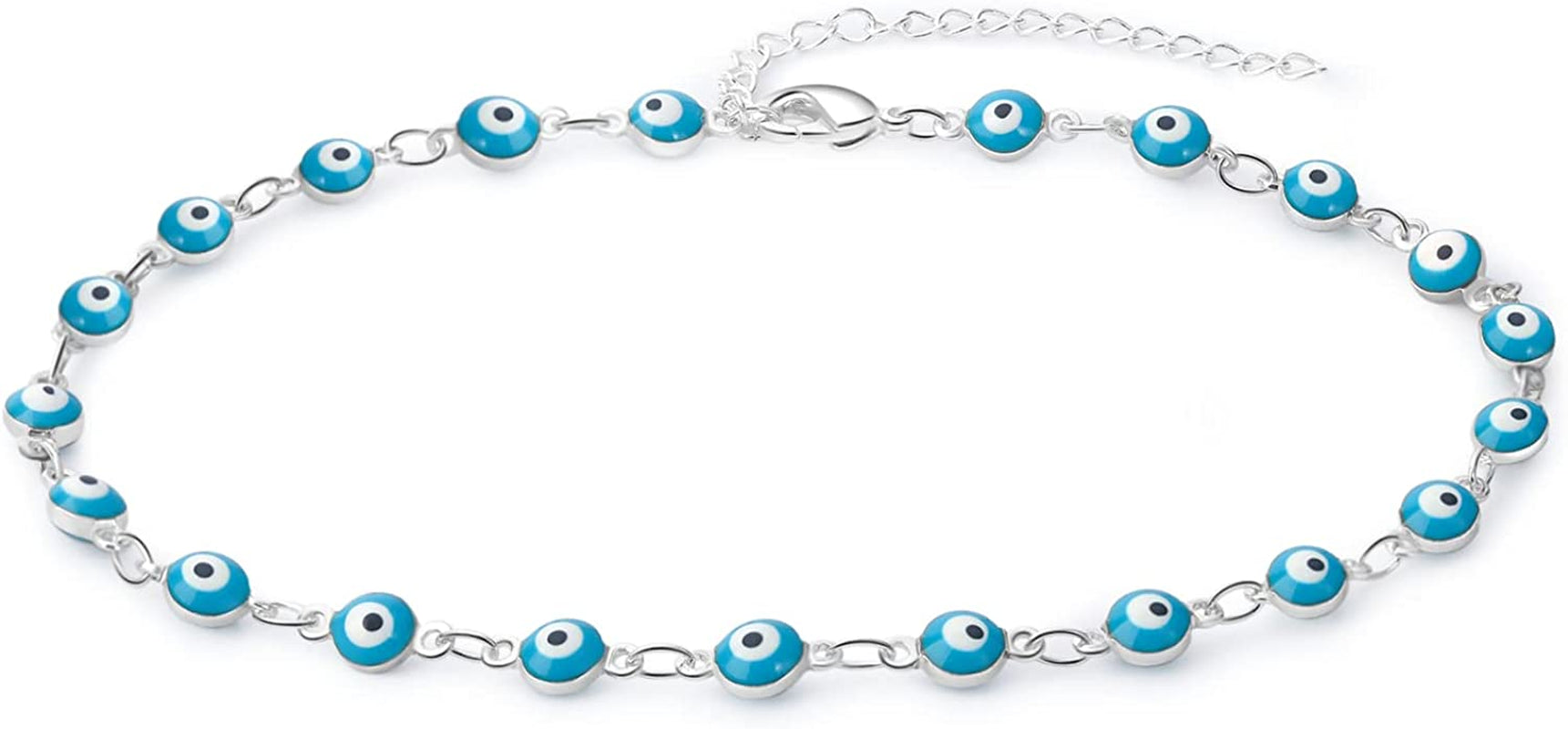 Evil Eye Ankle Bracelet,Evil Eye Anklet,Evil Eye Bracelet,Evil Eye Anklets for Women,Mother'S Day Gift Apparel & Accessories > Jewelry > Anklets DeScount Silver Plated Round Blue Evil Eye Anklet