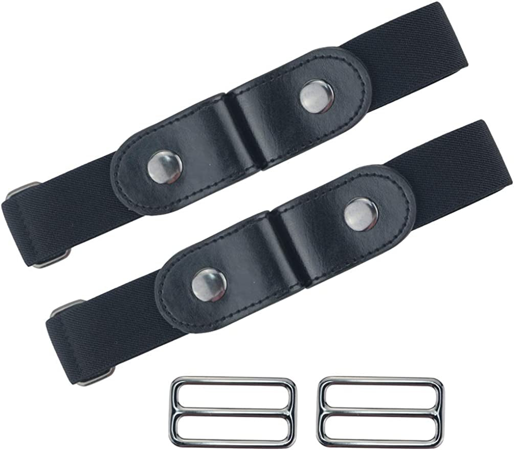 No Buckle Stretch Belt for Women/Men Invisible Elastic Buckle Free Belts Apparel & Accessories > Clothing Accessories > Belts macoking Black+black Waist 32"-60"