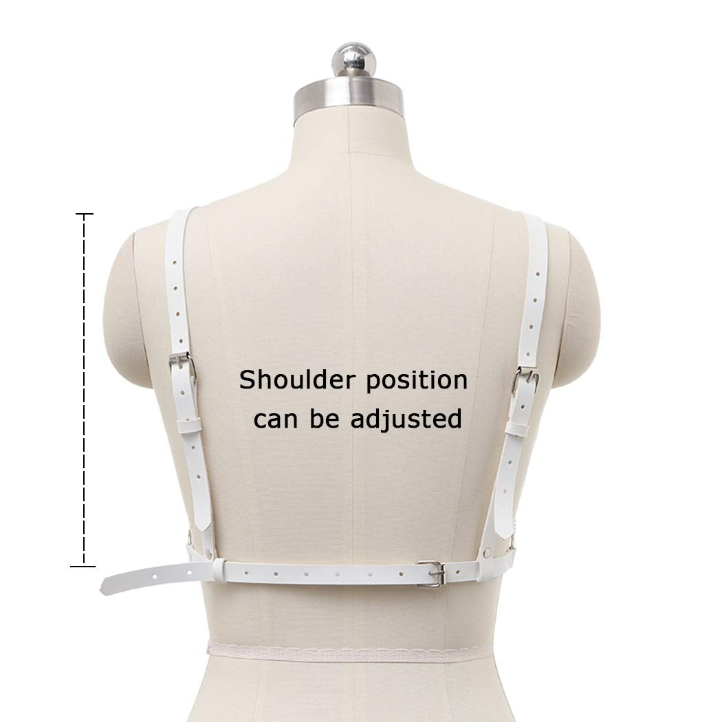 Bodiy Punk Goth Body Chain Bra Leather Harness Wasit Belly Bikini Chains Belt Jewelry Accessories for Women and Girls (White) Apparel & Accessories > Jewelry > Body Jewelry BODIY