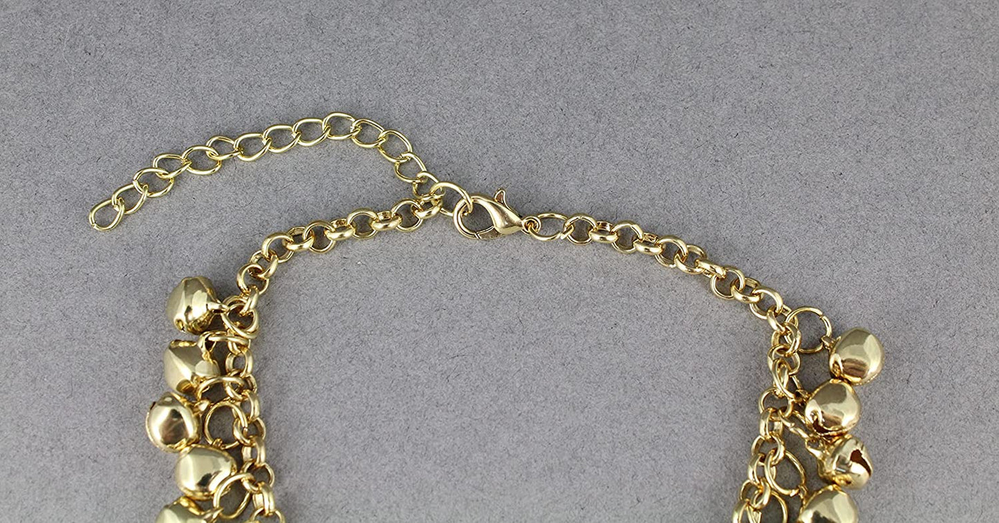 Gold Jingle Bells Adjustable Anklet Ankle Bracelet Belly Dancer 8-10 Inches Long Gold Bell Anklet Very Jingly Apparel & Accessories > Jewelry > Anklets Generic