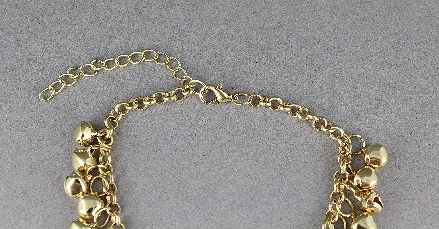 Gold Jingle Bells Adjustable Anklet Ankle Bracelet Belly Dancer 8-10 Inches Long Gold Bell Anklet Very Jingly Apparel & Accessories > Jewelry > Anklets Generic