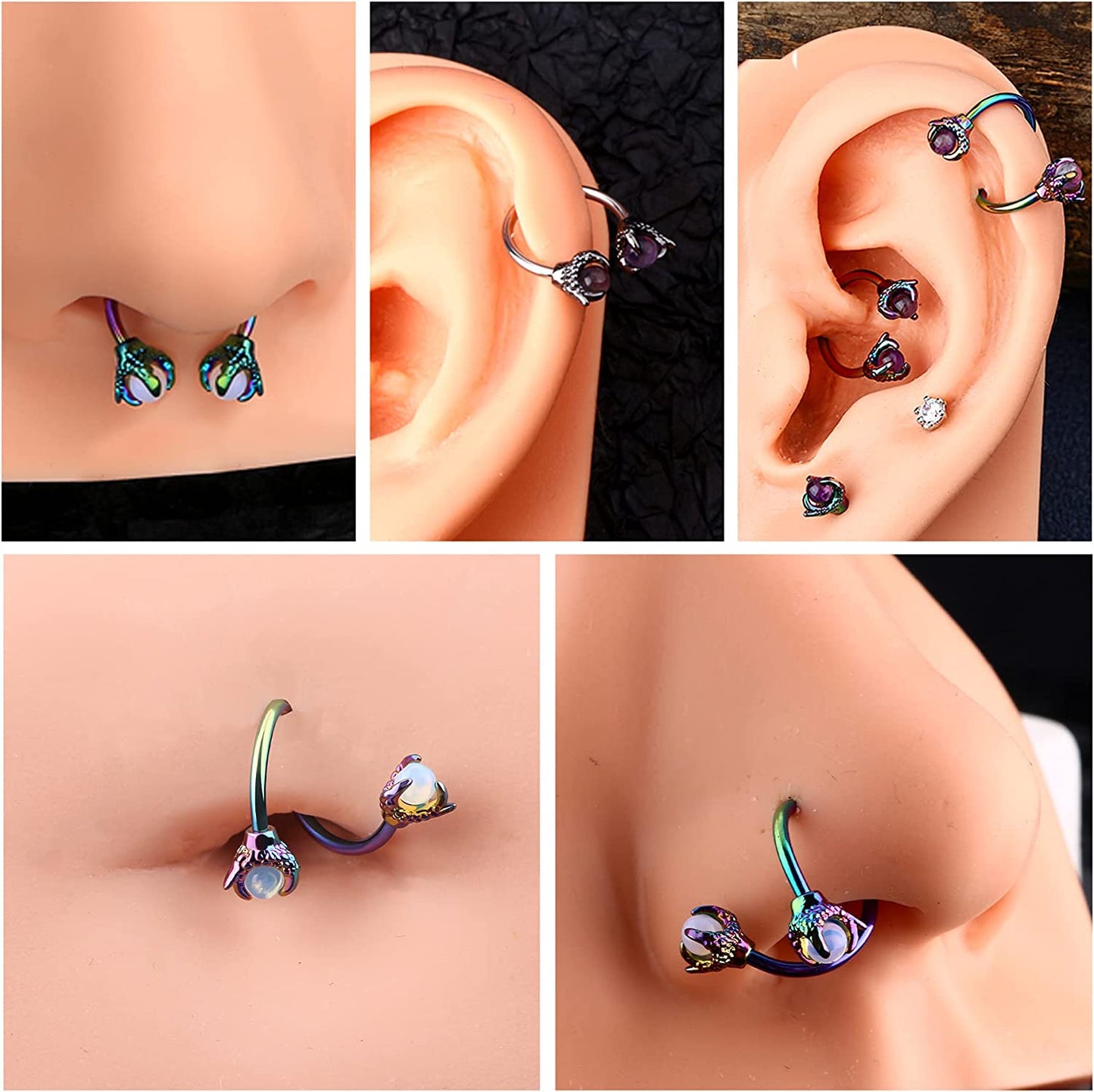 OUFER 3PCS Cartilage Earrings, 316L Surgical Steel Mixed Earrings with Dragon Claw Twist Helix Earring Ear Body Piercing Jewelry Tragus Earring Apparel & Accessories > Jewelry > Earrings OUFER