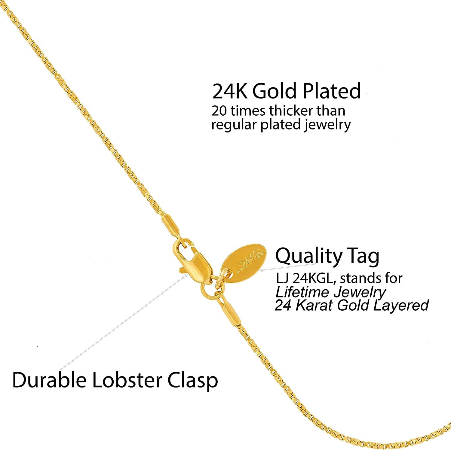 LIFETIME JEWELRY Twisted Box Chain Anklet for Women and Men 24K Real Gold Plated Apparel & Accessories > Jewelry > Anklets Lifetime Products Group