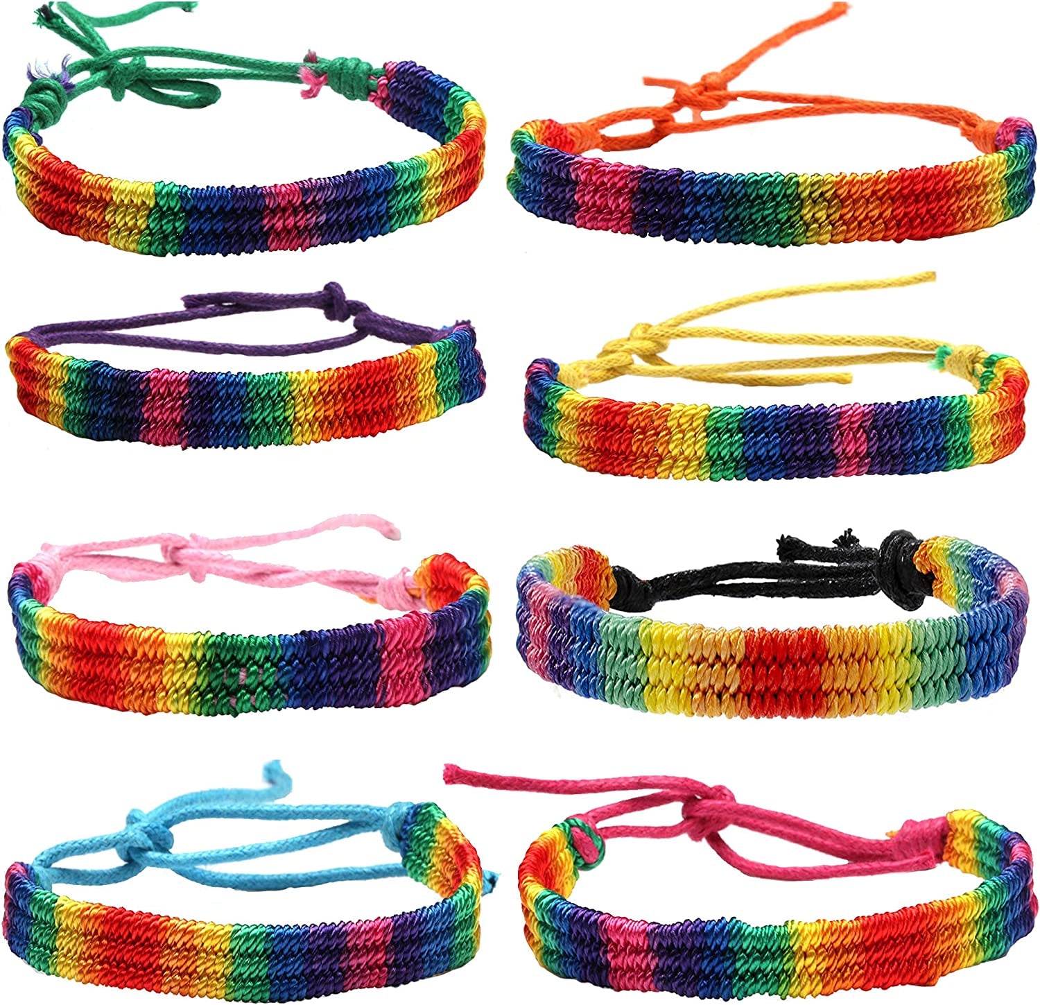Nanafast Rainbow LGBT Pride Bracelet Handmade Braided Friendship String Bracelet for Gay & Lesbian LGBTQ Wristband Adjustable Size Apparel & Accessories > Jewelry > Anklets Nanafast Pack of 8 Pcs (Multicolor)