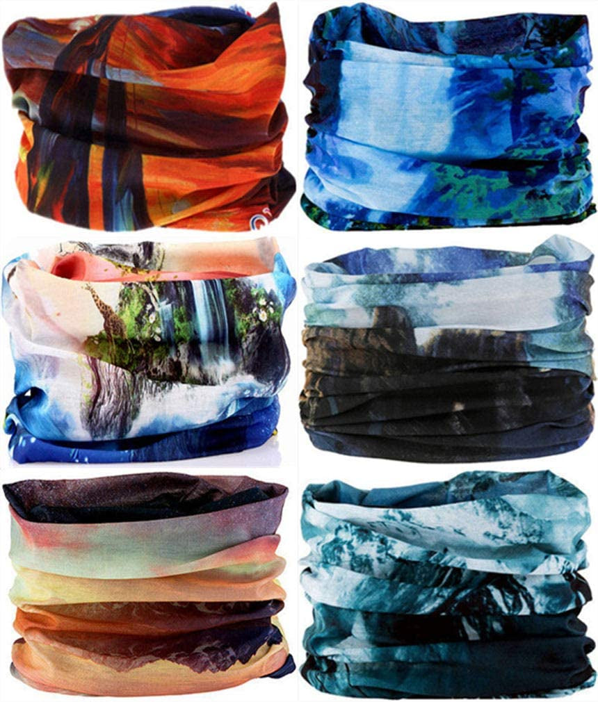VANCROWN Headband Neck Gaiter Head Wrap Headwear Face Mask Magic Scarf Bandana for Men and Women Apparel & Accessories > Clothing Accessories > Headwear VANCROWN 6PCS.Ocean