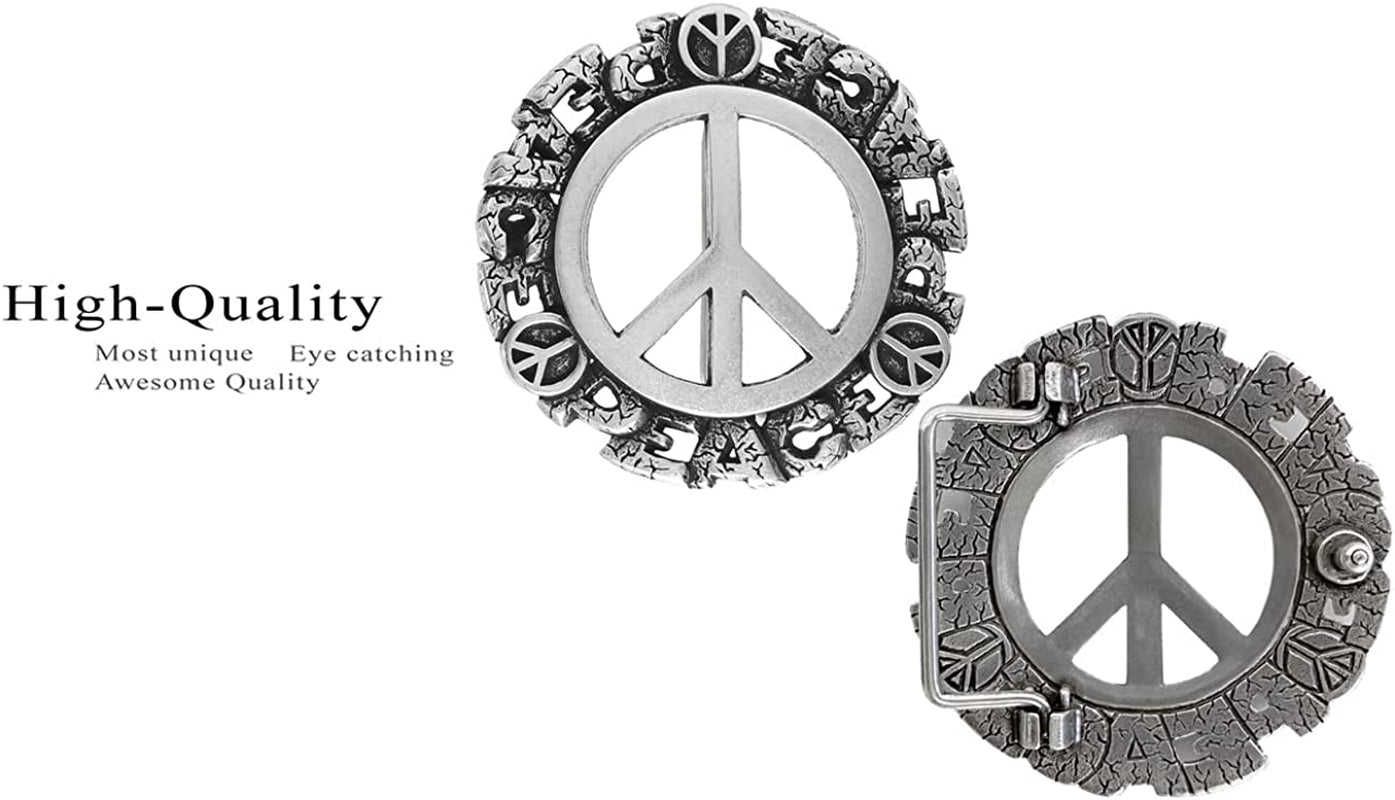 Western Antique Marijuana Hemp Leaf Turquoise Bead Turquoise Peace Sign Skulls Design Belt Buckle, Multi-Style Options Apparel & Accessories > Clothing Accessories > Belt Buckles Belts.com