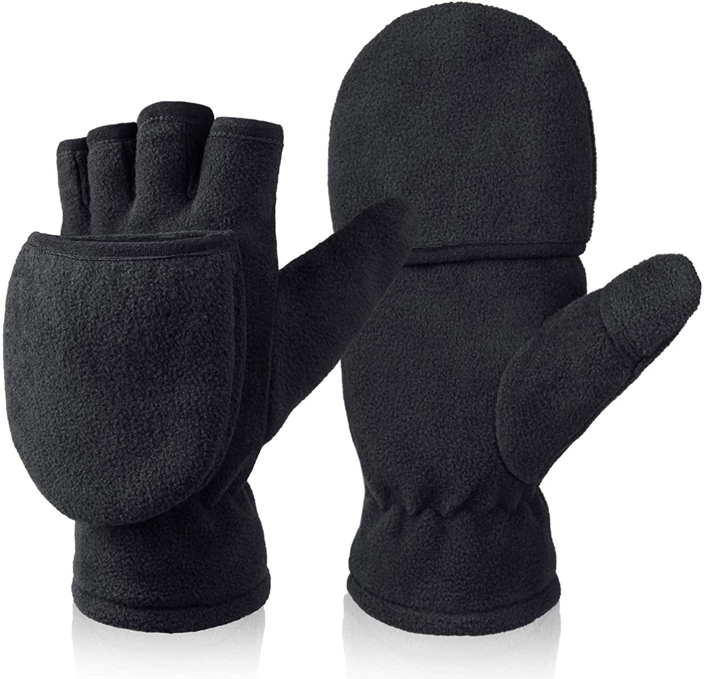 Winter Convertible Gloves Flip Top Mittens Warm Polar Fleece for Winter Running Painting Texting Photographing for Men Women Apparel & Accessories > Clothing Accessories > Gloves & Mittens Bessteven X Large