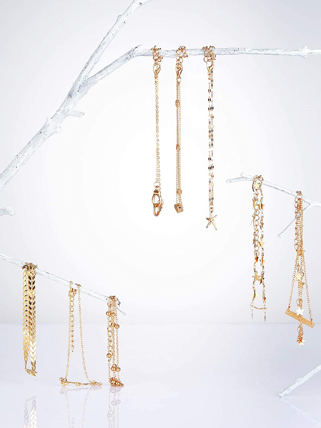 Hicarer 16 Pieces Boho Ankle Bracelets Beach Anklets Foot Chains Adjustable Foot Hand Jewelry Romantic Gift for Women Girls Apparel & Accessories > Jewelry > Anklets Hicarer